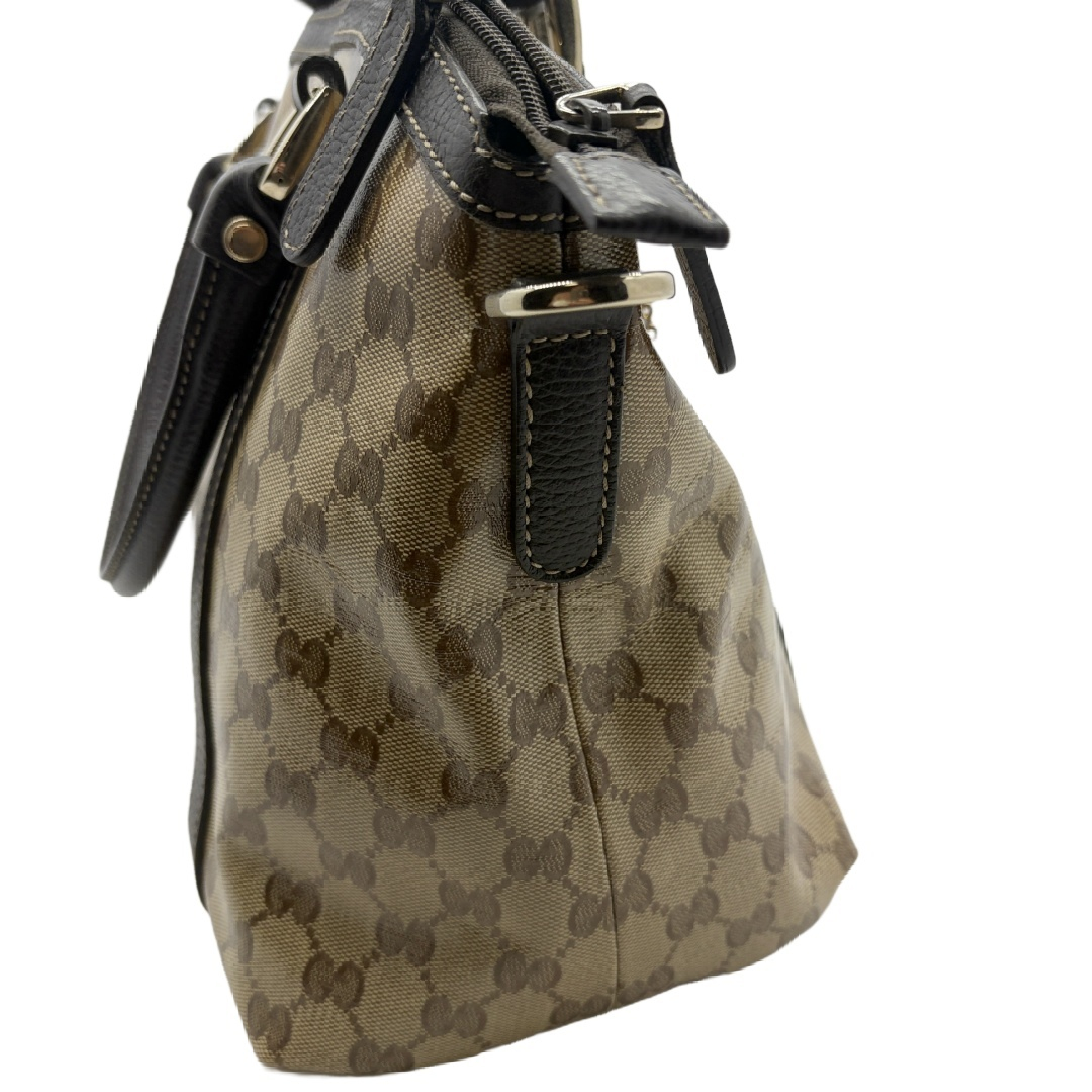 GG Crystal Canvas Leather Tote Bag Handbag — view 4