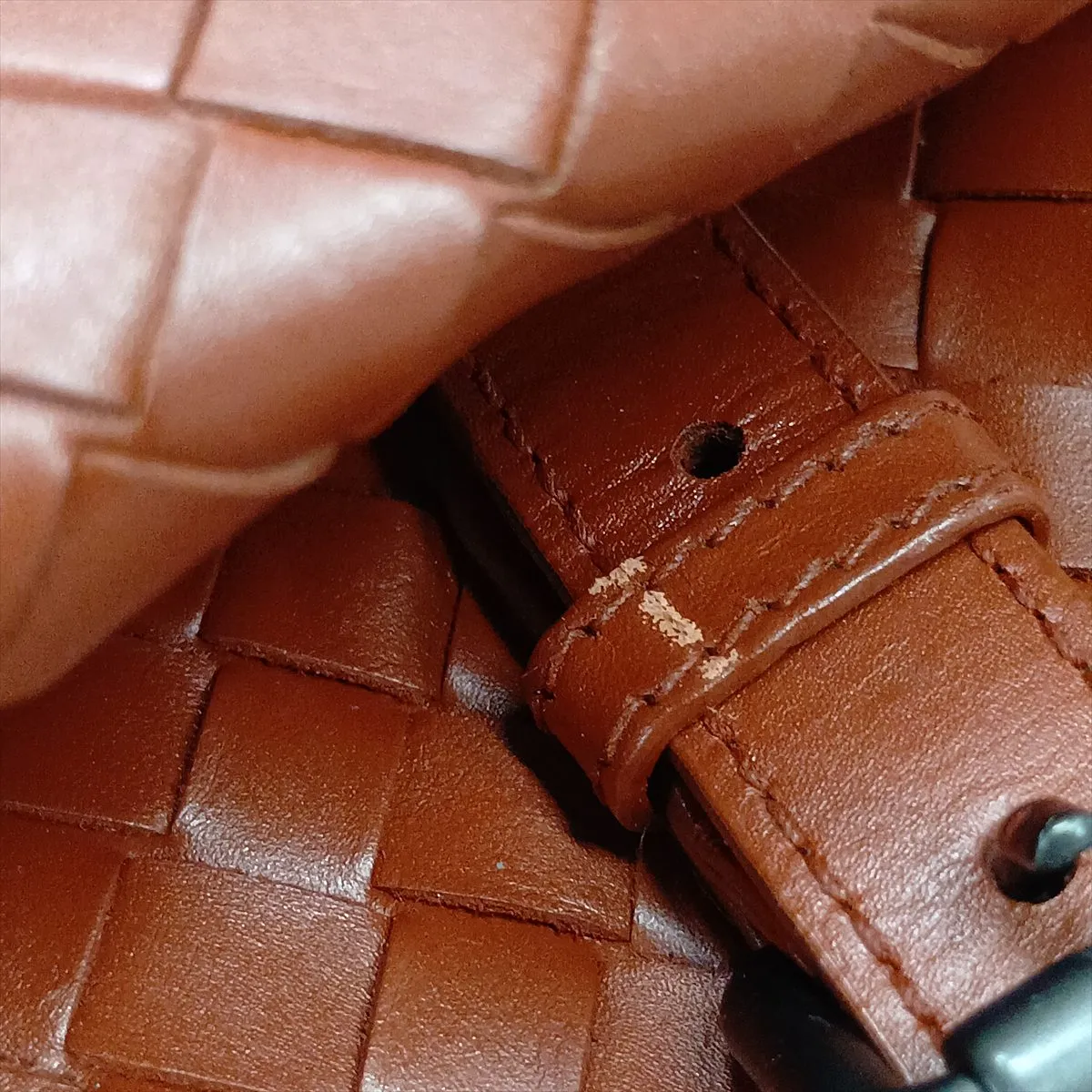 Intrecciato Roma Leather Tote Bag, Red — view 13
