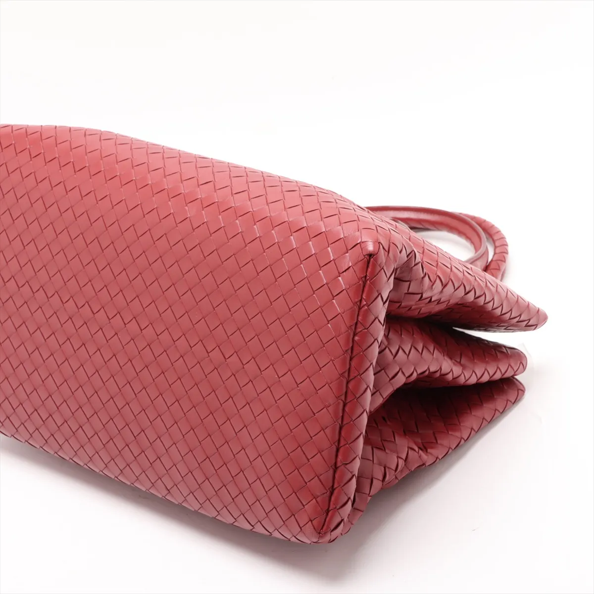 Intrecciato Roma Leather Tote Bag, Red — view 3