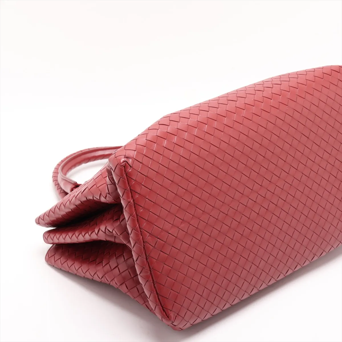 Intrecciato Roma Leather Tote Bag, Red — view 4