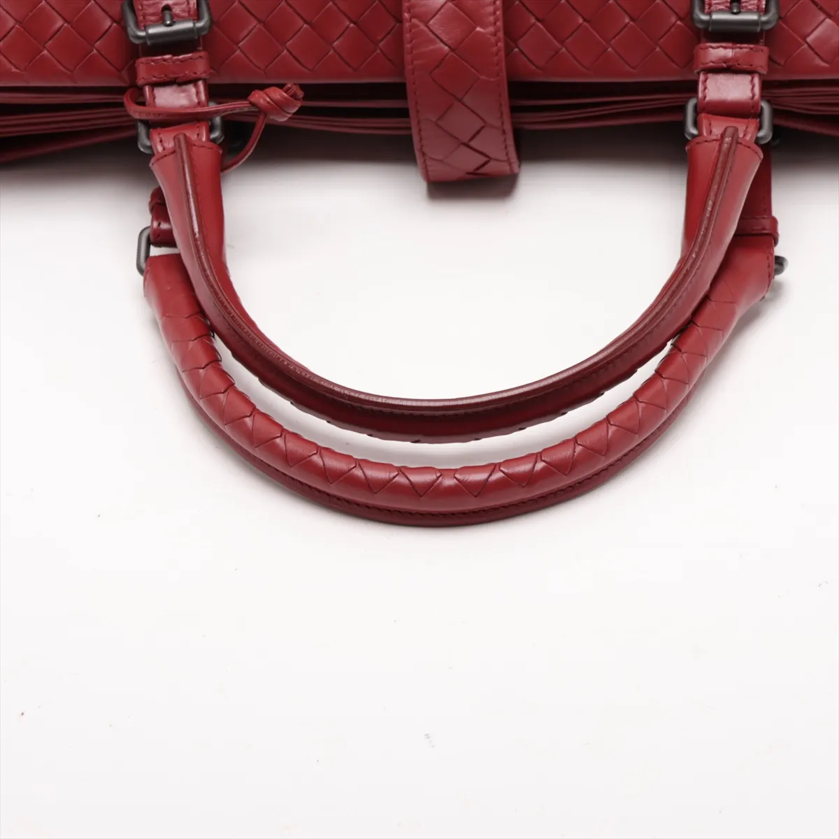Intrecciato Roma Leather Tote Bag, Red — view 5