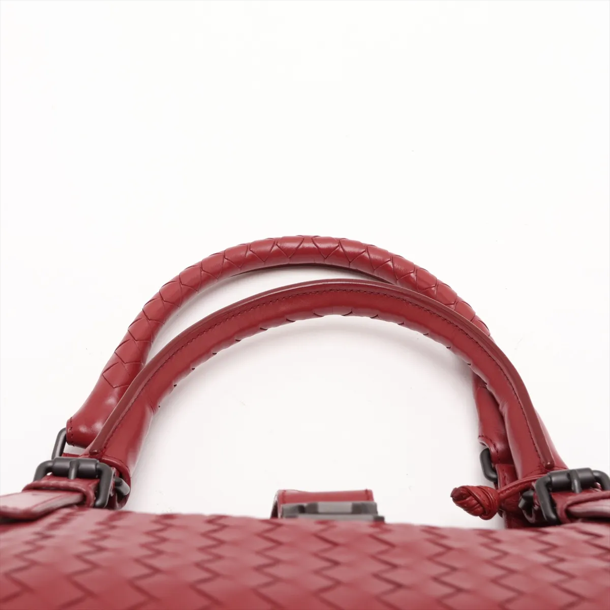 Intrecciato Roma Leather Tote Bag, Red — view 6