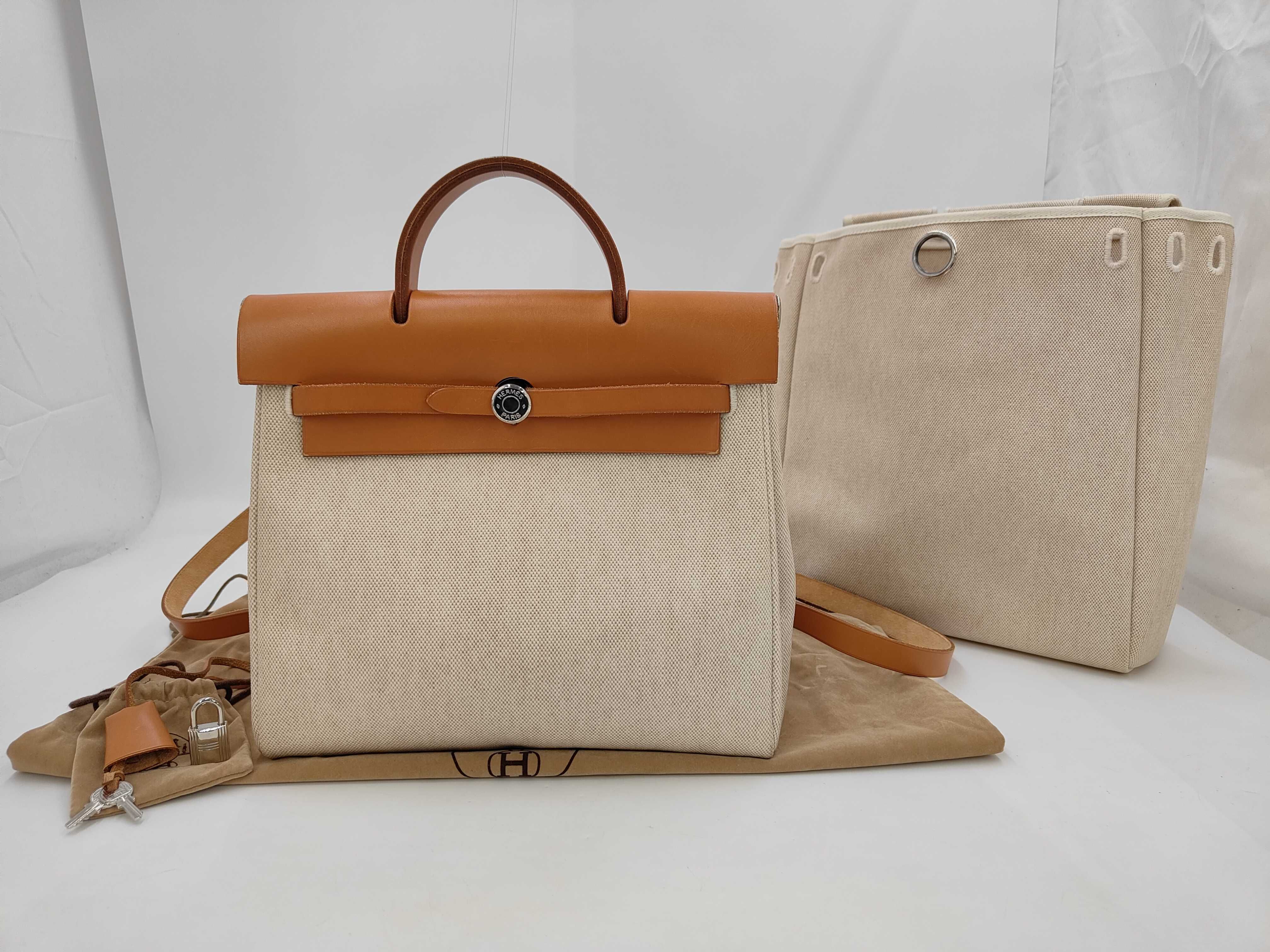 Hermès Herbag Canvas x Leather Handbag