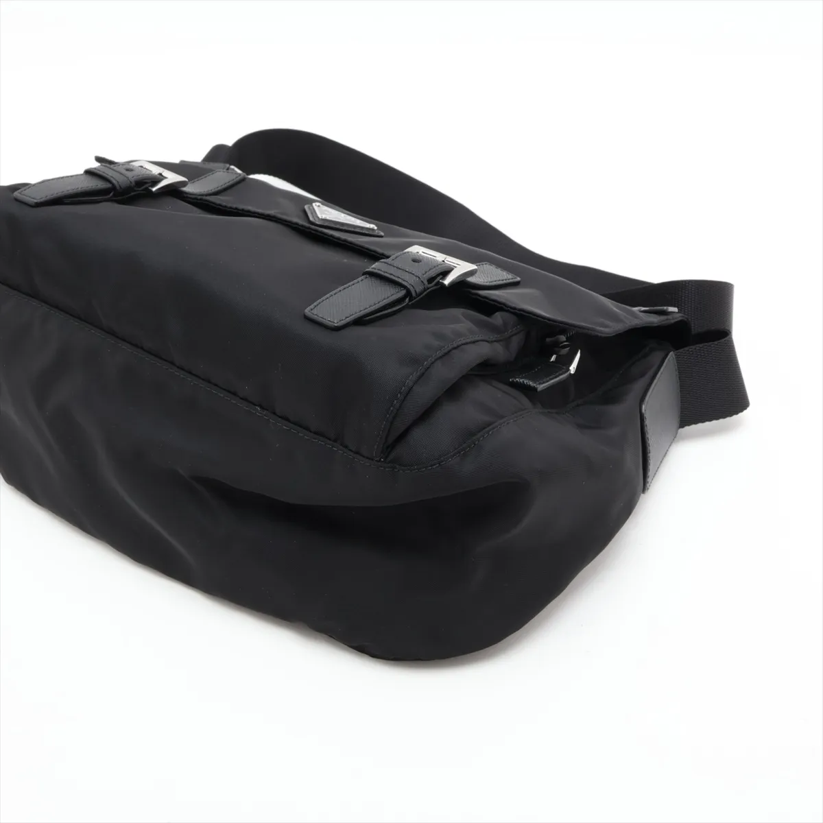 Tessuto Nylon x Leather Shoulder Bag, Black, 1BD671 — view 3
