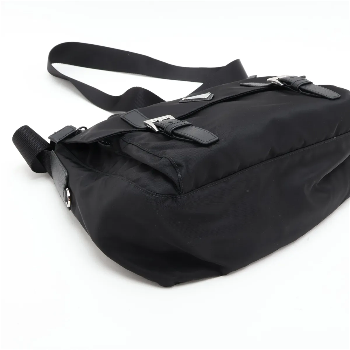 Tessuto Nylon x Leather Shoulder Bag, Black, 1BD671 — view 4