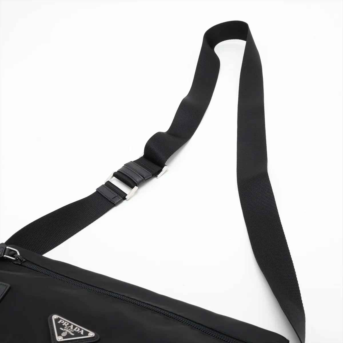 Tessuto Nylon x Leather Shoulder Bag, Black, 1BD671 — view 5