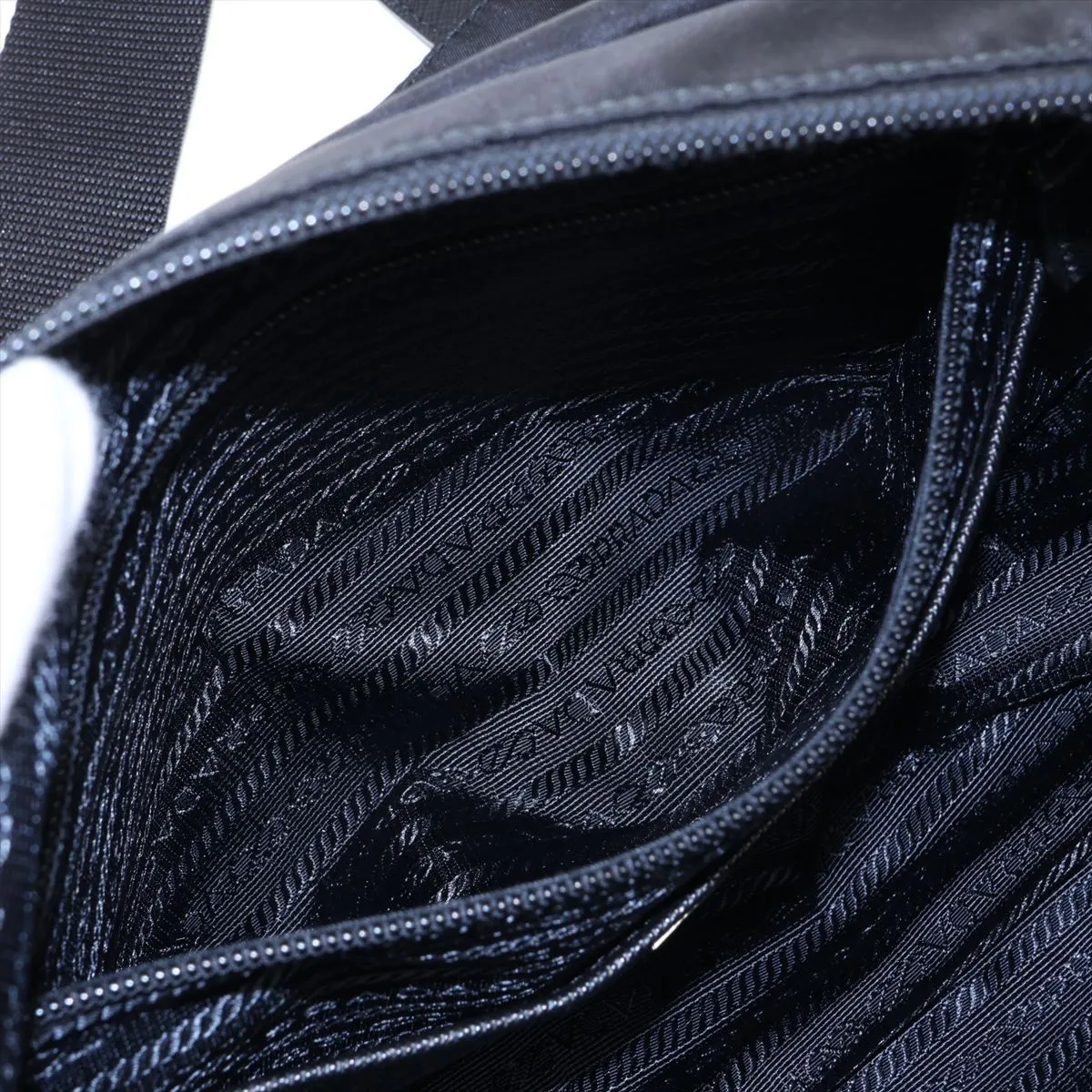 Tessuto Nylon x Leather Shoulder Bag, Black, 1BD671 — view 7