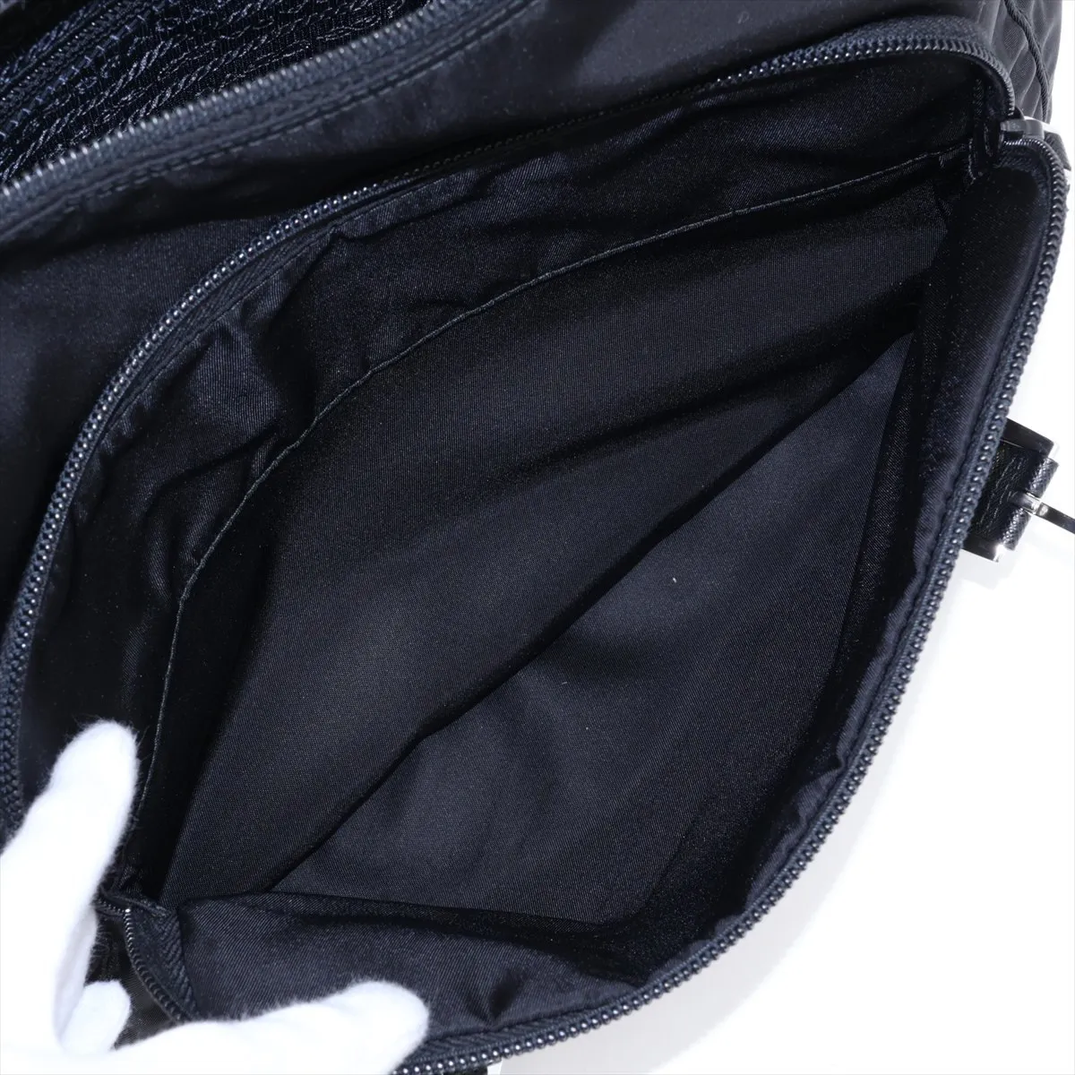 Tessuto Nylon x Leather Shoulder Bag, Black, 1BD671 — view 9