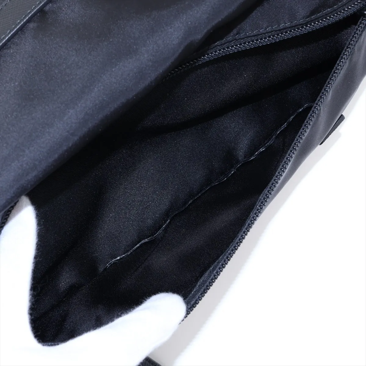 Tessuto Nylon x Leather Shoulder Bag, Black, 1BD671 — view 10
