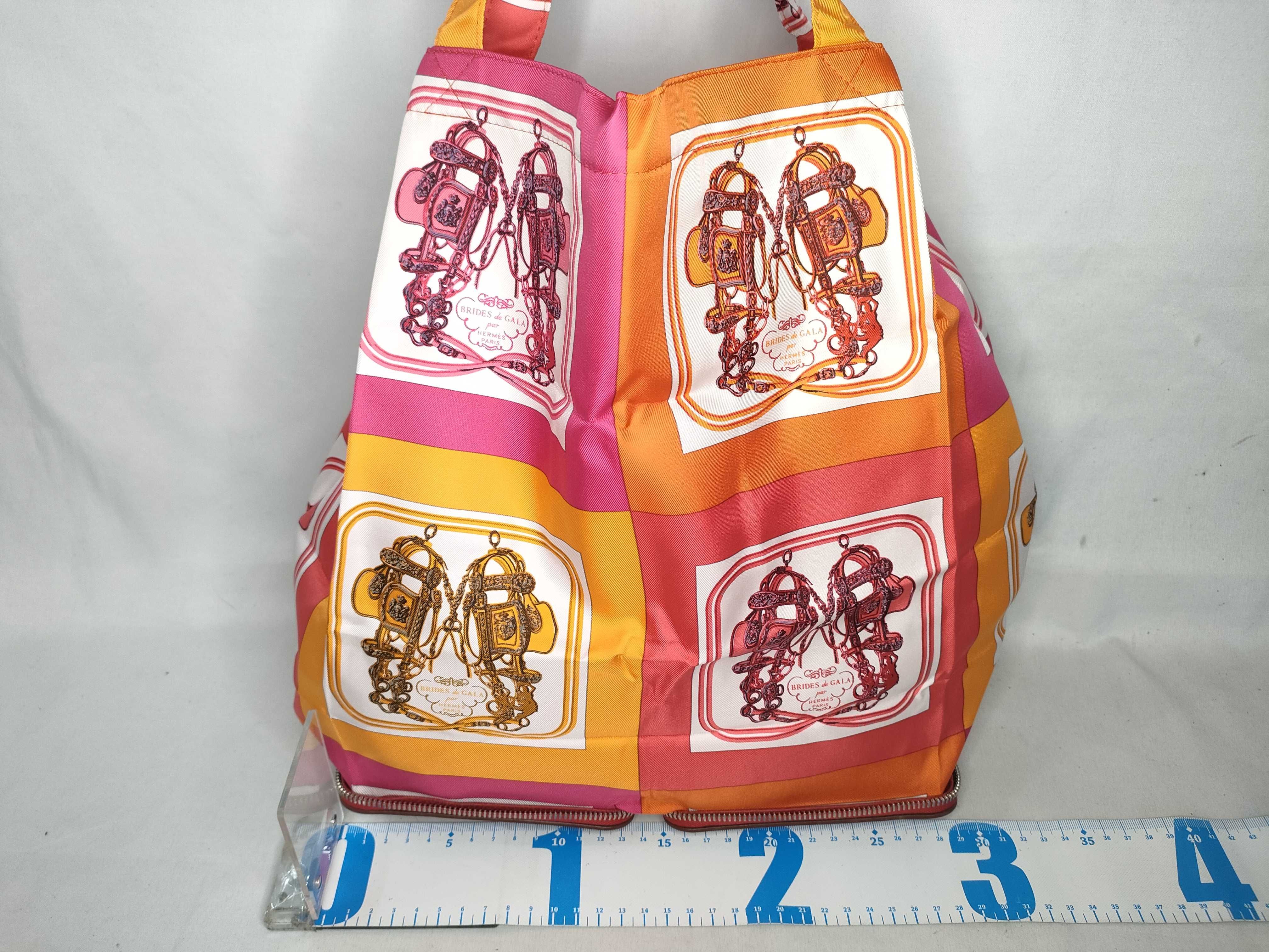 FR-Hermès Silky Pop Eco Bag silk x leather Multicolor Silver Metal Fittings Th Tote Bag — view 2