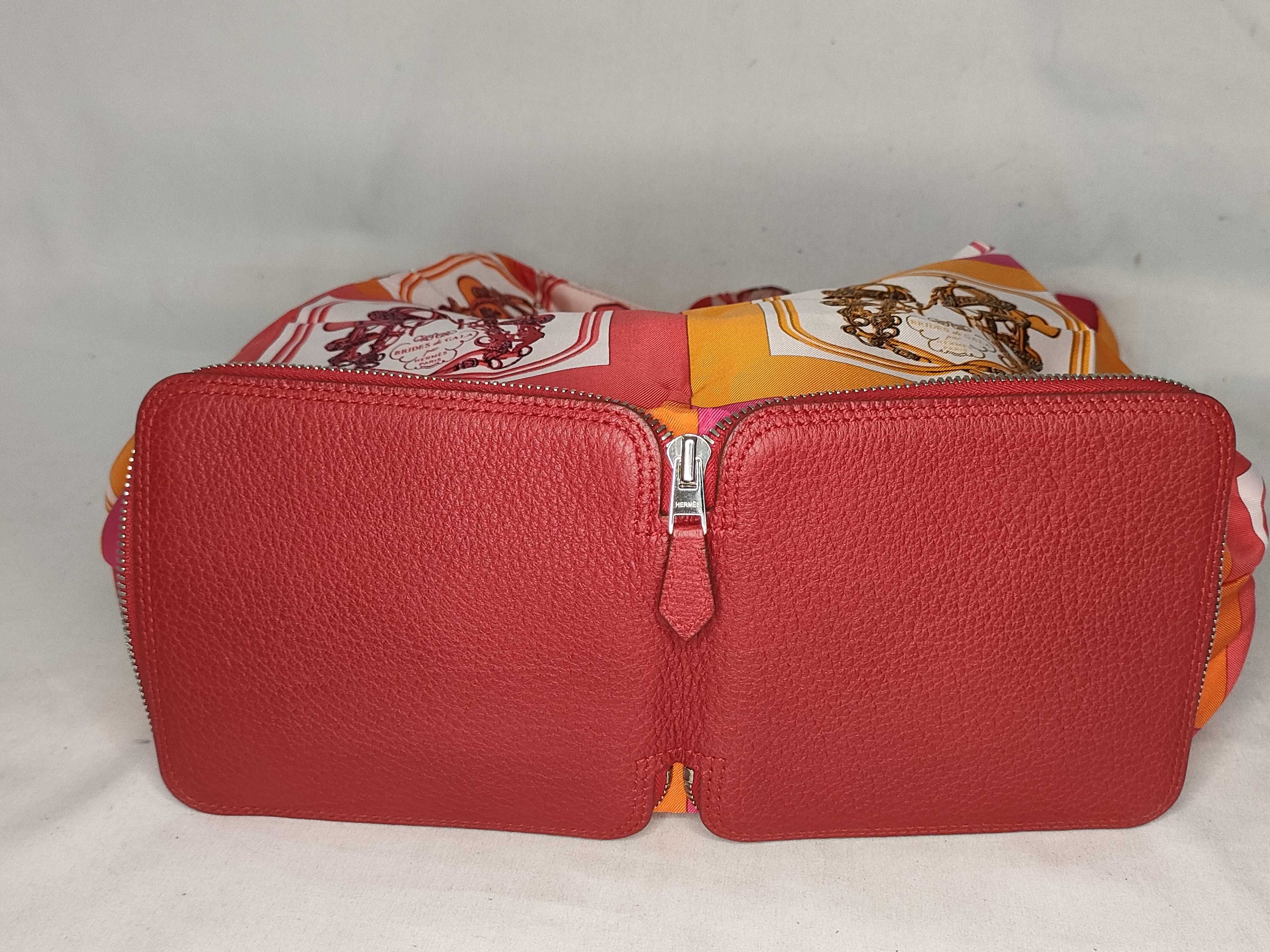 FR-Hermès Silky Pop Eco Bag silk x leather Multicolor Silver Metal Fittings Th Tote Bag — view 7