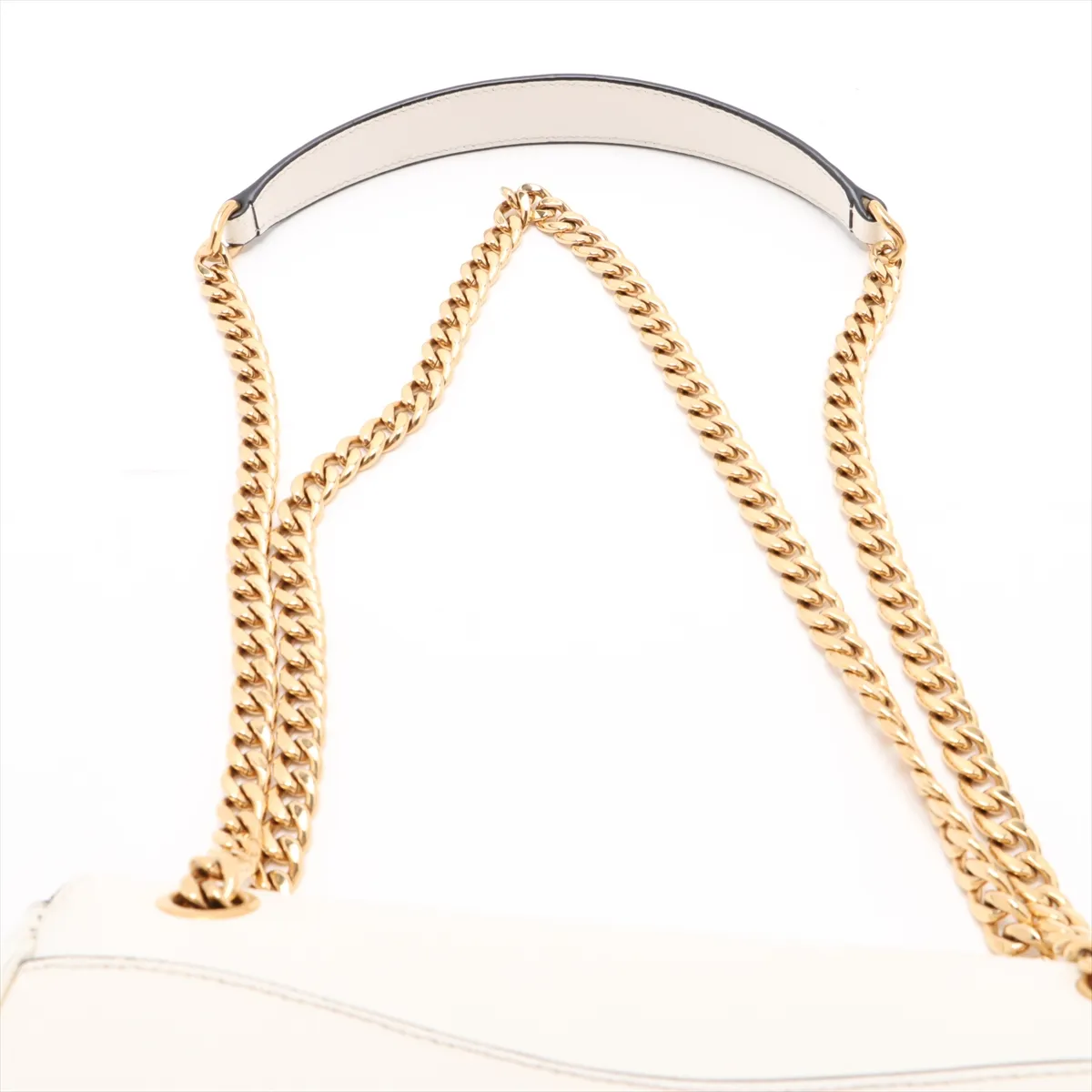 Saffiano Leather Chain Shoulder Bag White 1BD193 — view 6