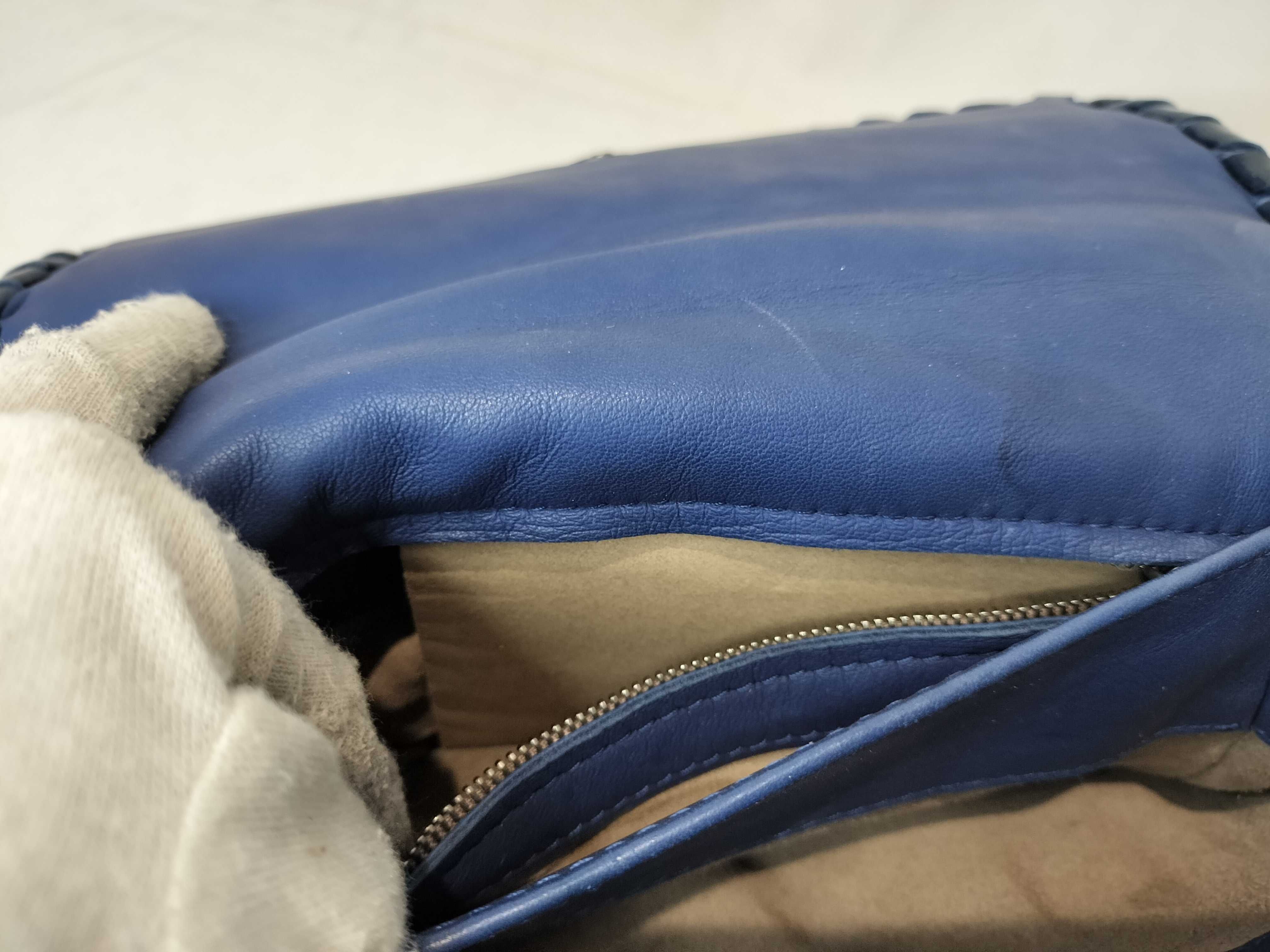 Intrecciato Olympia Leather Chain Shoulder Bag Blue Handbag — view 10