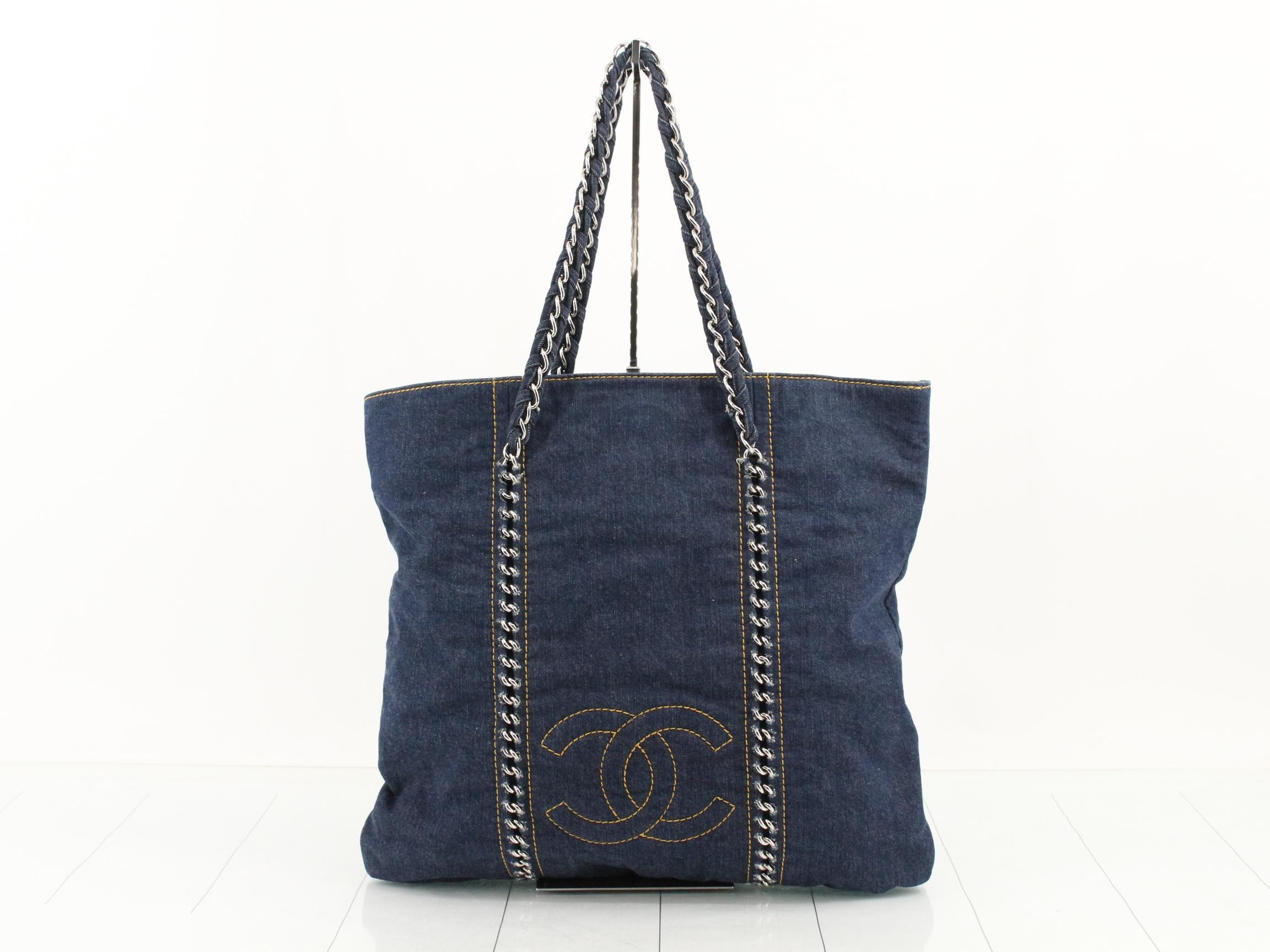Luxury Line Denim Chain Tote Bag (No. 10)