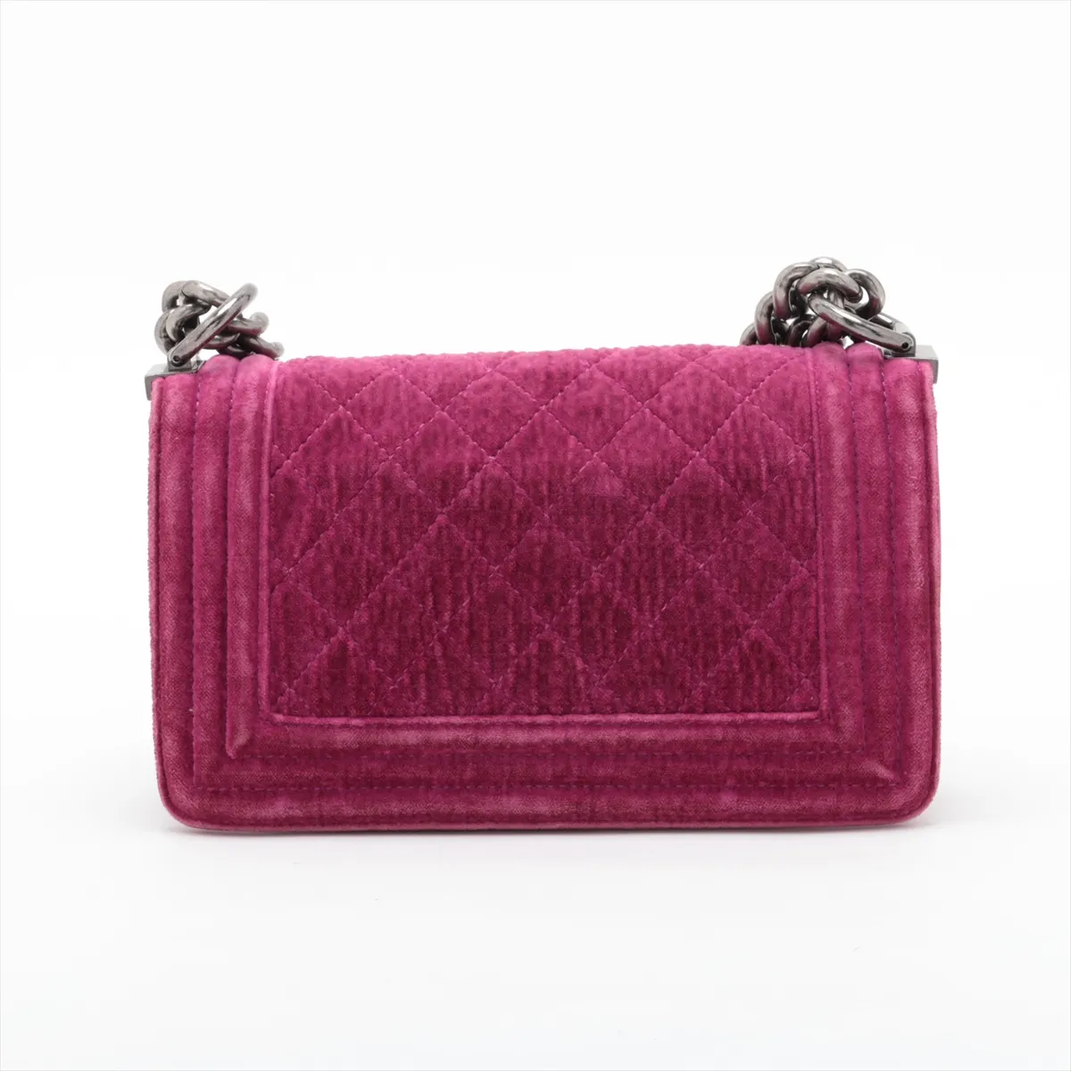 Boy Chanel 20 Small Velour x Leather Chain Shoulder Bag, Purple, Gunmetal Hardware, 17329908, Serial Number 17, A67085 — view 2