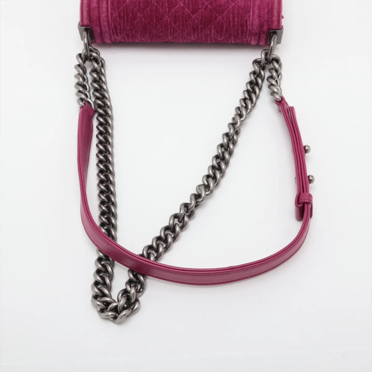 Boy Chanel 20 Small Velour x Leather Chain Shoulder Bag, Purple, Gunmetal Hardware, 17329908, Serial Number 17, A67085 — view 5
