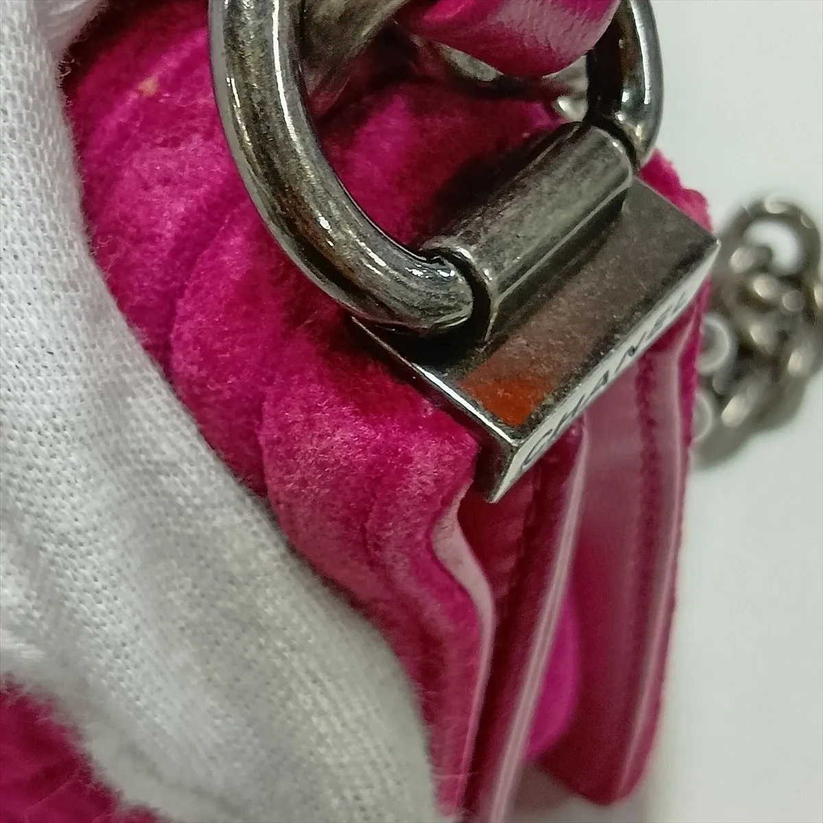 Boy Chanel 20 Small Velour x Leather Chain Shoulder Bag, Purple, Gunmetal Hardware, 17329908, Serial Number 17, A67085 — view 10