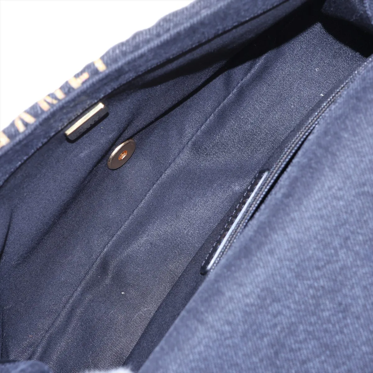 Matelassé Denim Chain Shoulder Bag, Black with Gold Hardware, L2N25K60, Random Plate — view 6