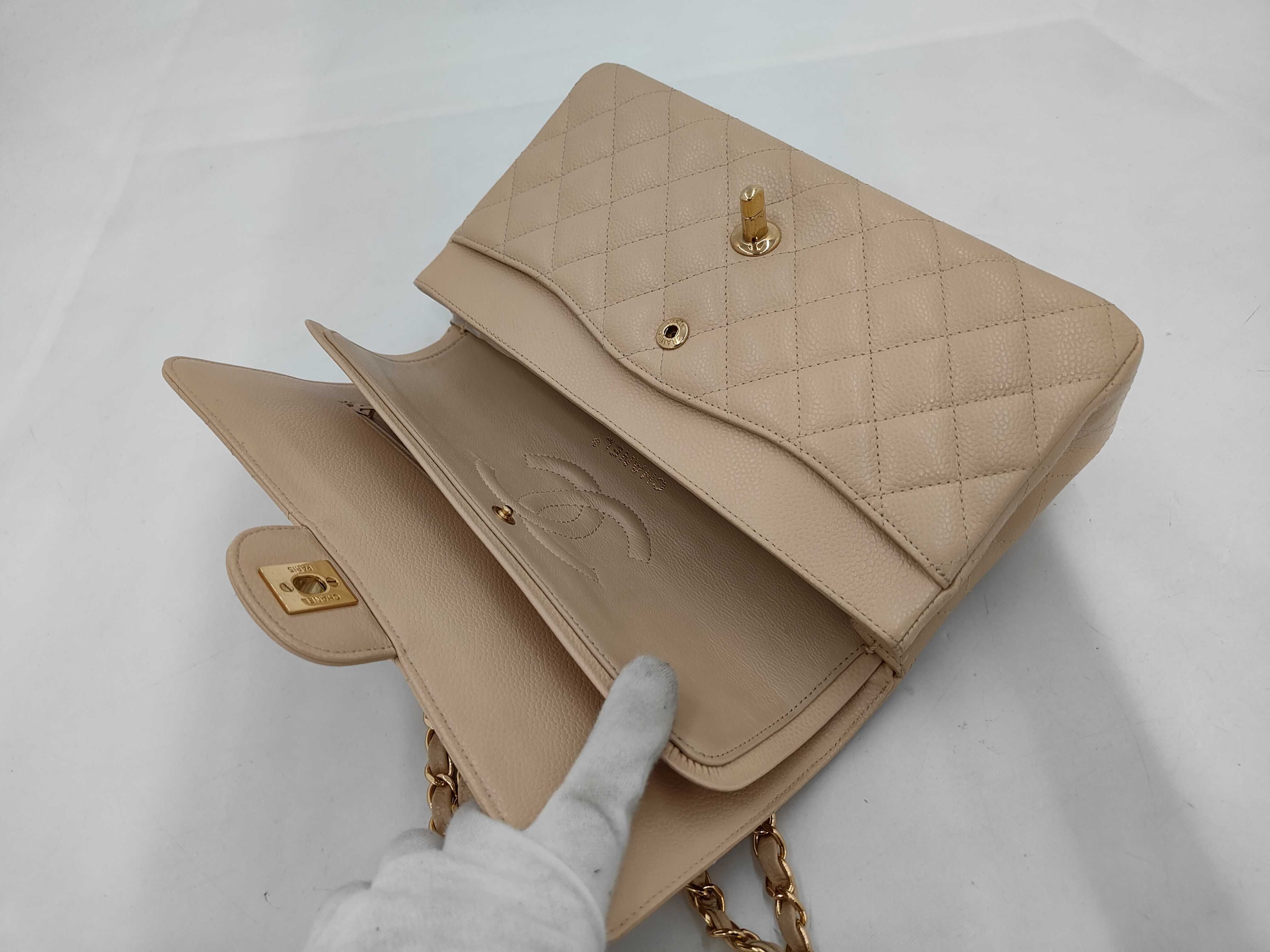 Double Flap 25 Chain Shoulder Bag, Matelassé Caviar Beige GP Shoulder Bag — view 8