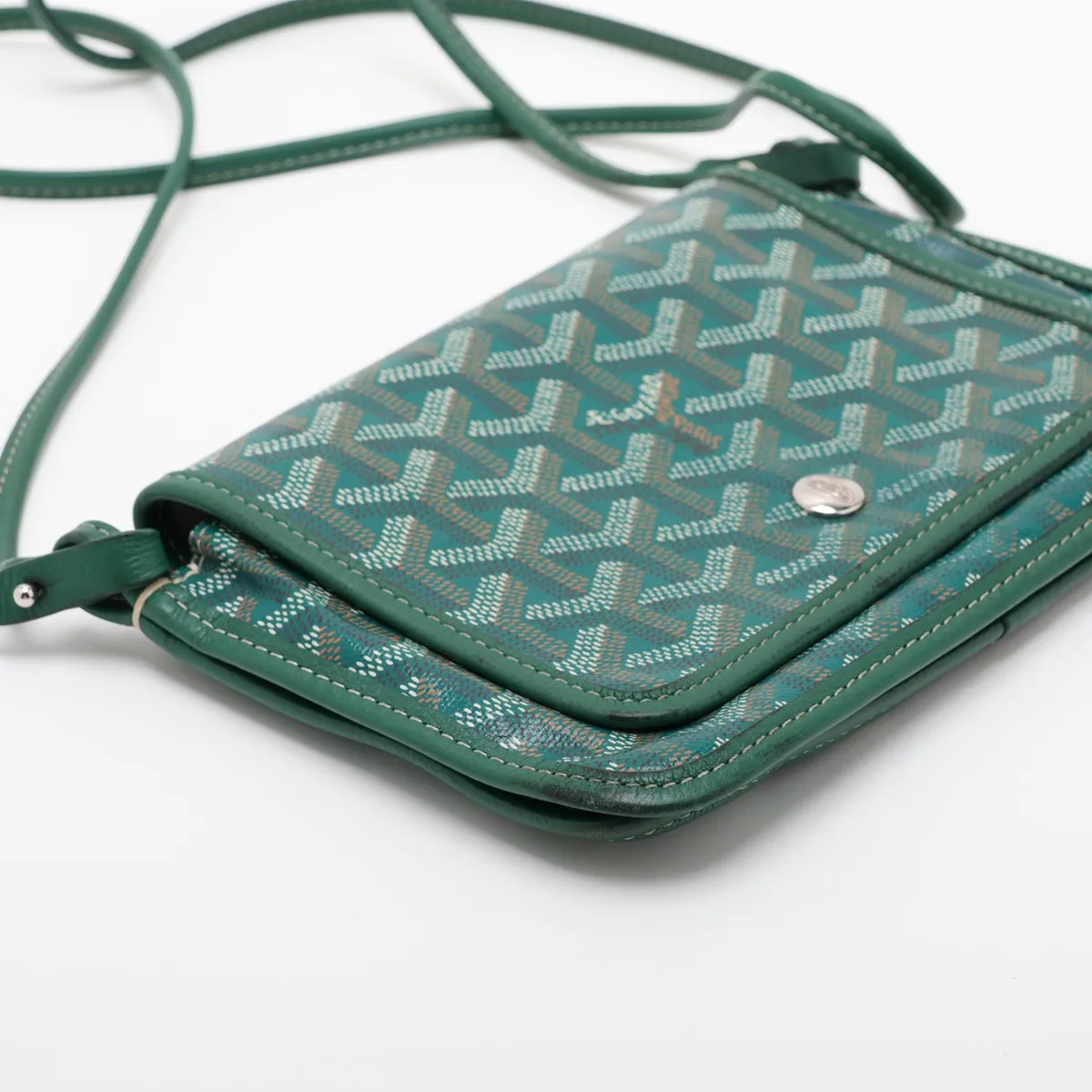 Plume Pouch Wallet PVC x Leather Shoulder Bag Green — view 4