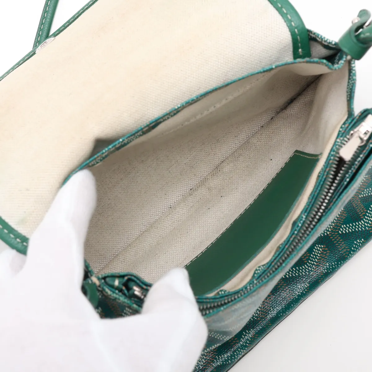 Plume Pouch Wallet PVC x Leather Shoulder Bag Green — view 6