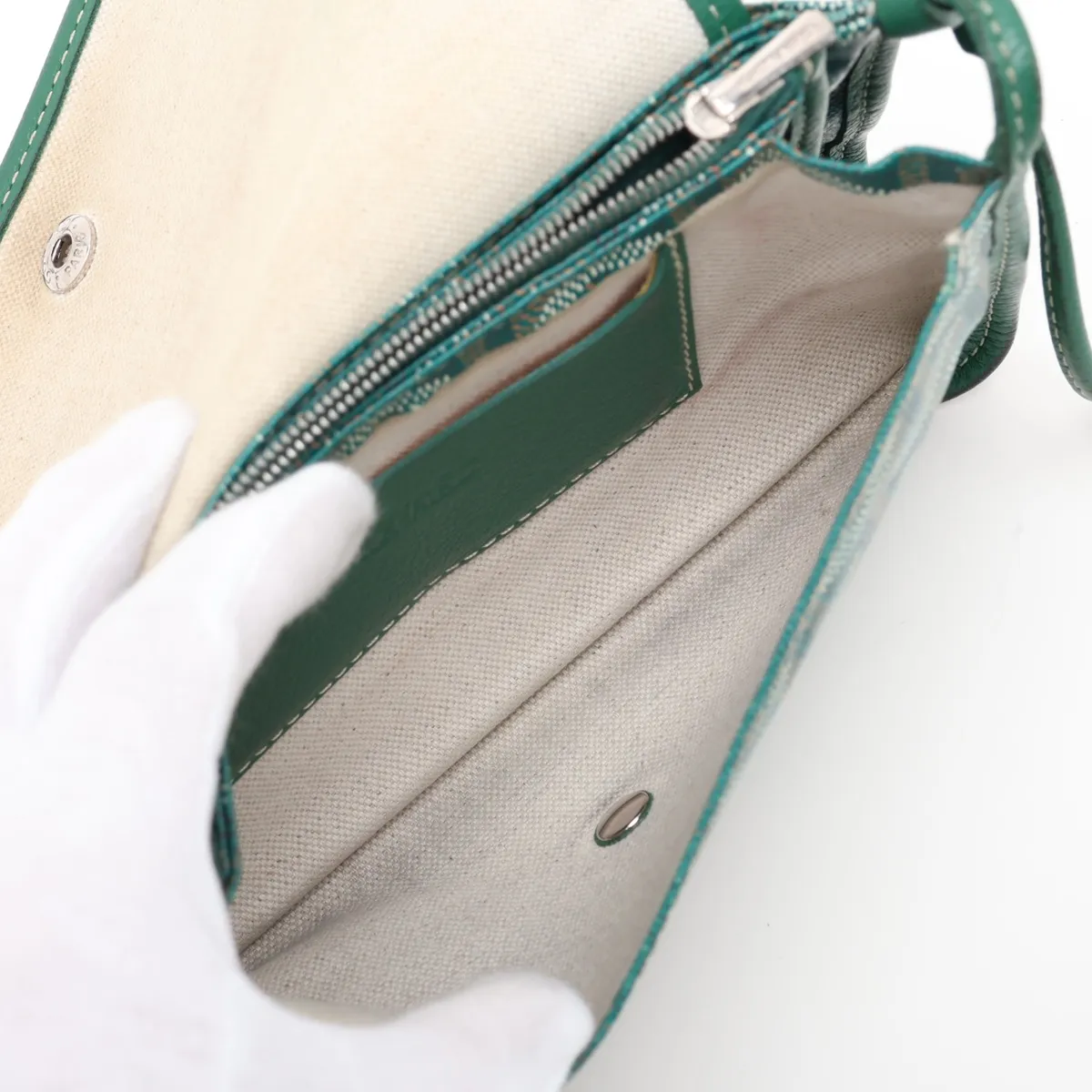 Plume Pouch Wallet PVC x Leather Shoulder Bag Green — view 9