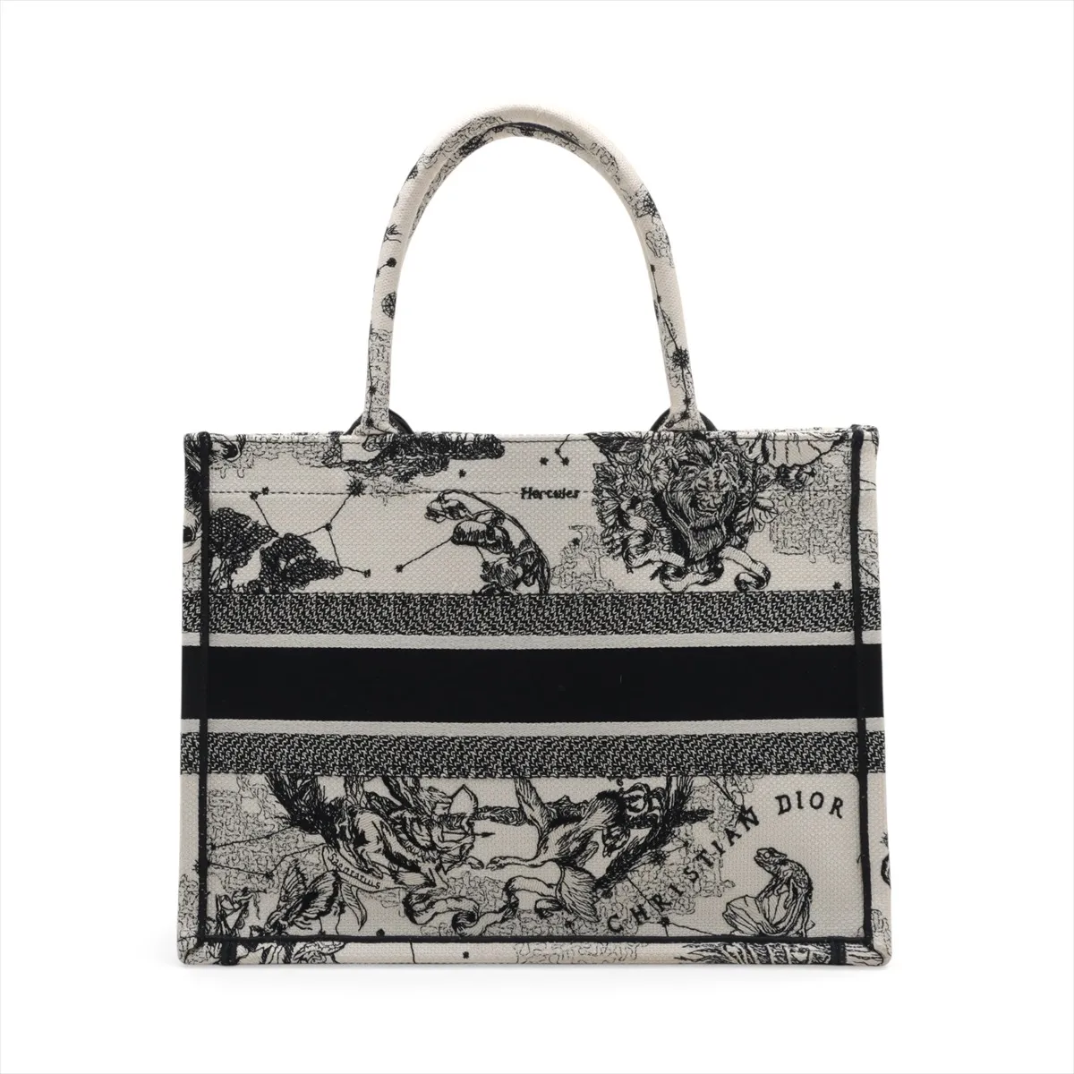 Book Tote Medium Canvas Tote Bag White x Black — view 2