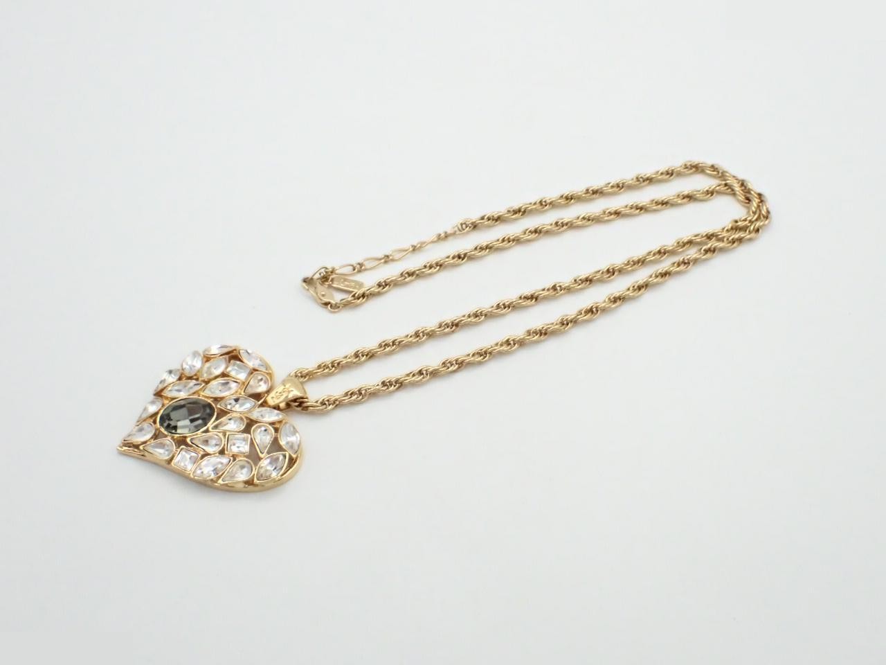 Heart Crystal Rhinestone Necklace and Earrings Set — view 2