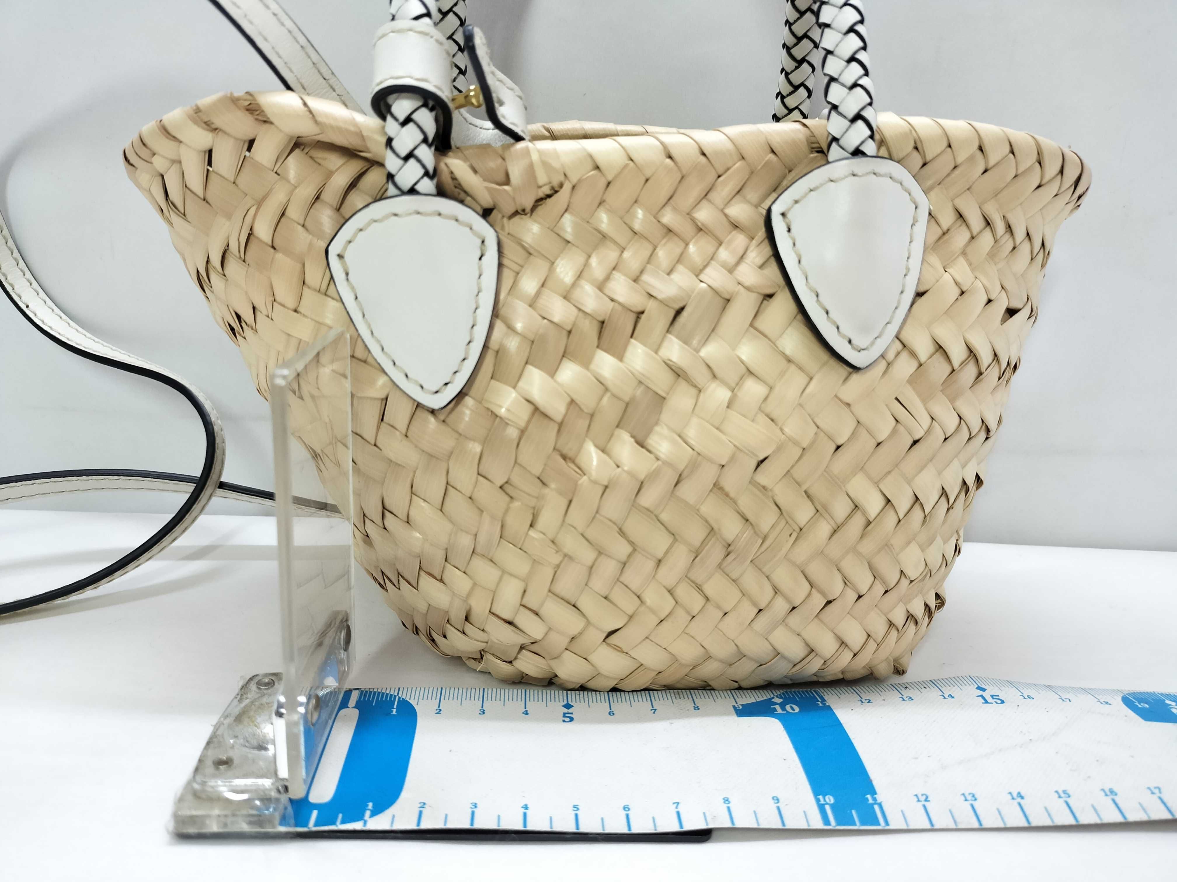 Woven Fabric Handbag 5BA282 Natural x White Handbag — view 2