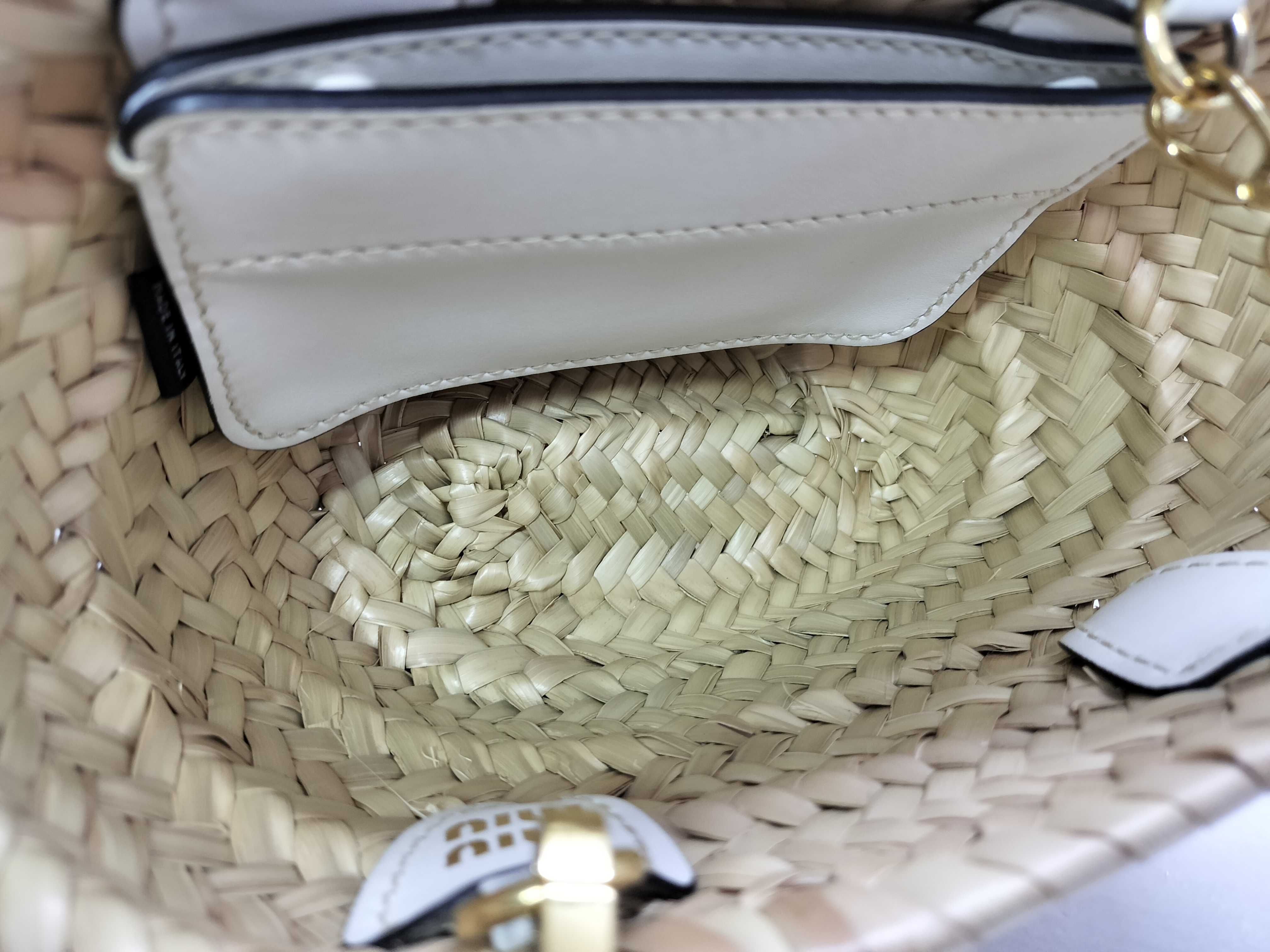 Woven Fabric Handbag 5BA282 Natural x White Handbag — view 7