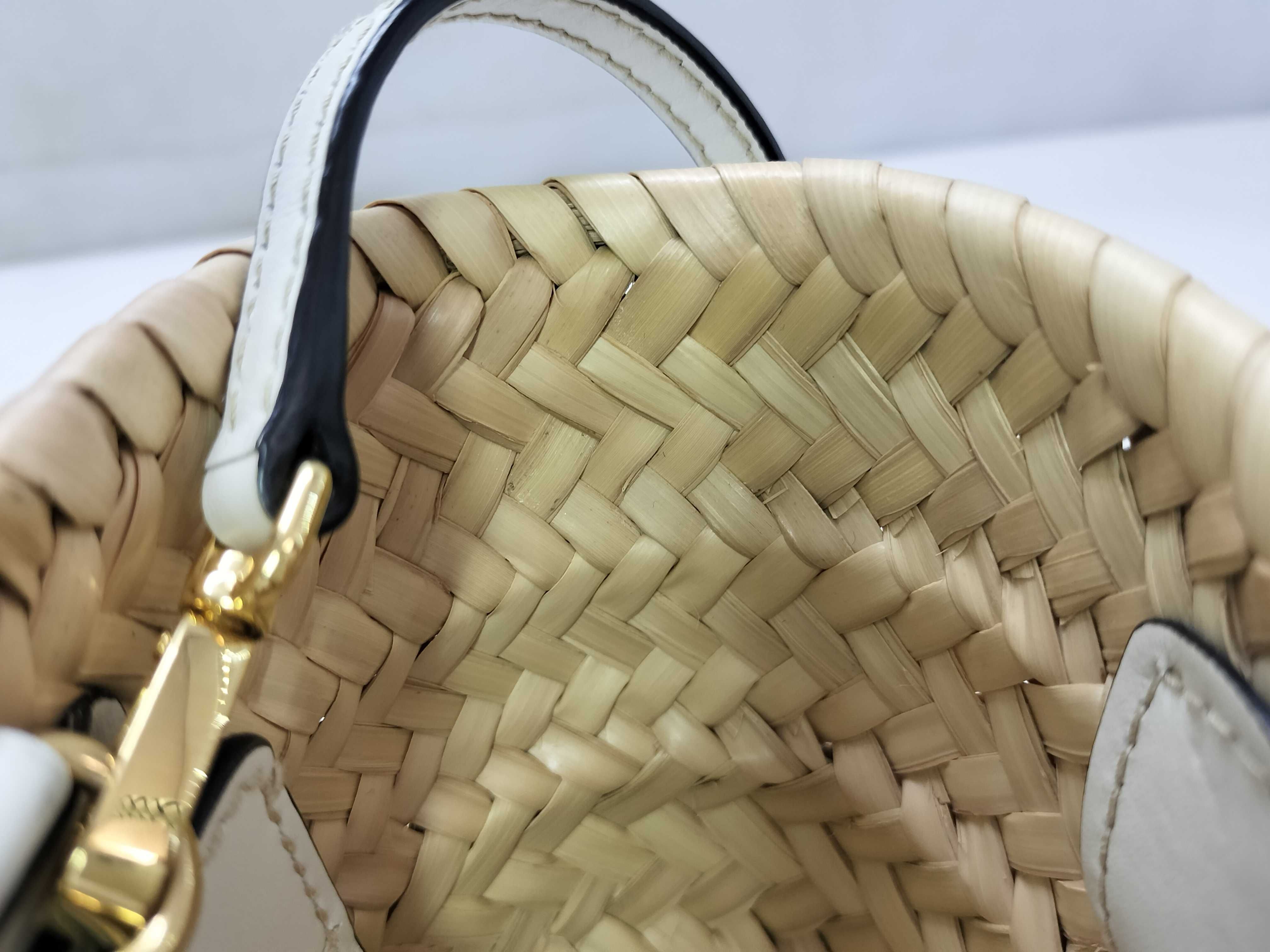 Woven Fabric Handbag 5BA282 Natural x White Handbag — view 9