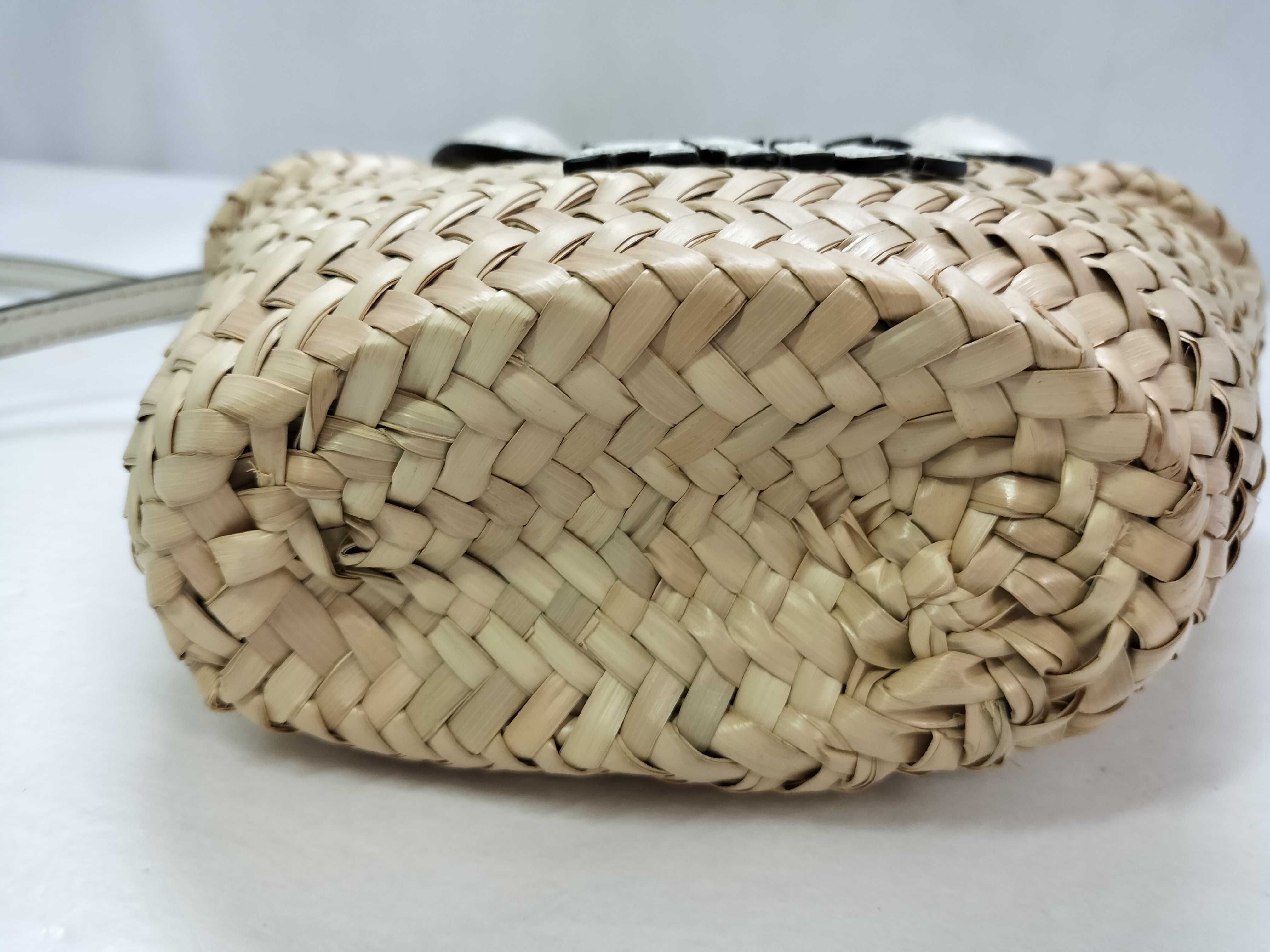 Woven Fabric Handbag 5BA282 Natural x White Handbag — view 10