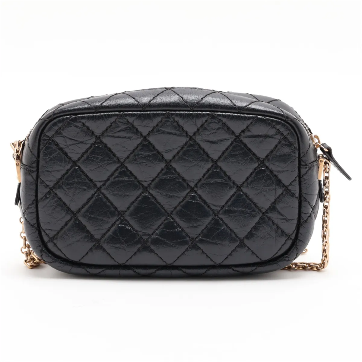 2.55 Vintage Calfskin Chain Shoulder Bag, Black with Gold Hardware, 26683442, serial number in the 26 range. — view 2