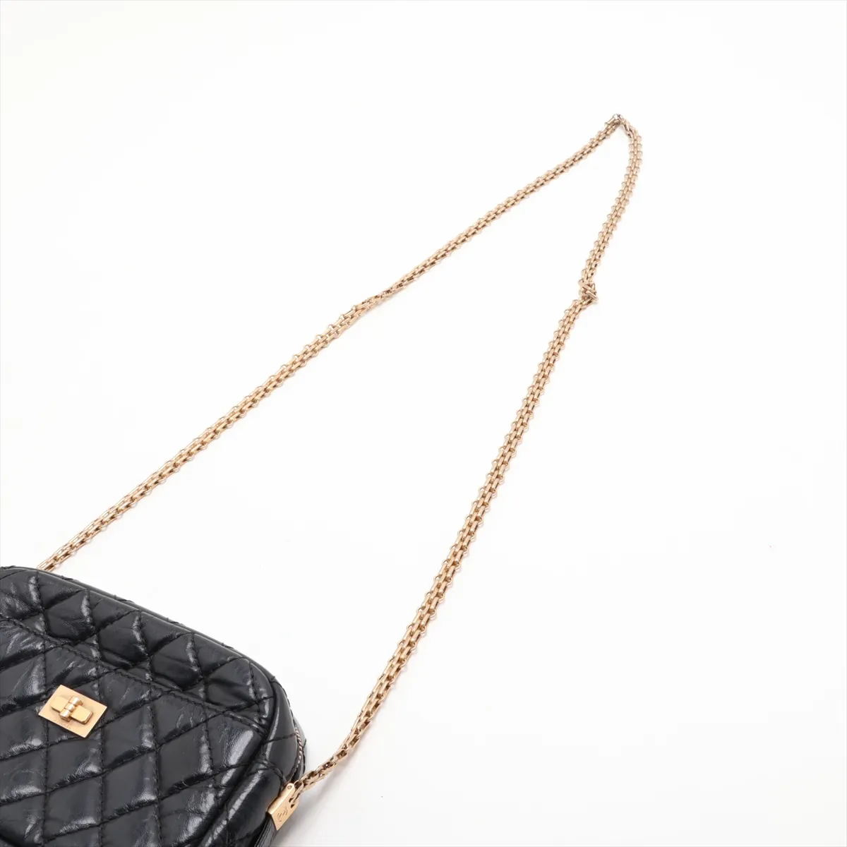 2.55 Vintage Calfskin Chain Shoulder Bag, Black with Gold Hardware, 26683442, serial number in the 26 range. — view 5
