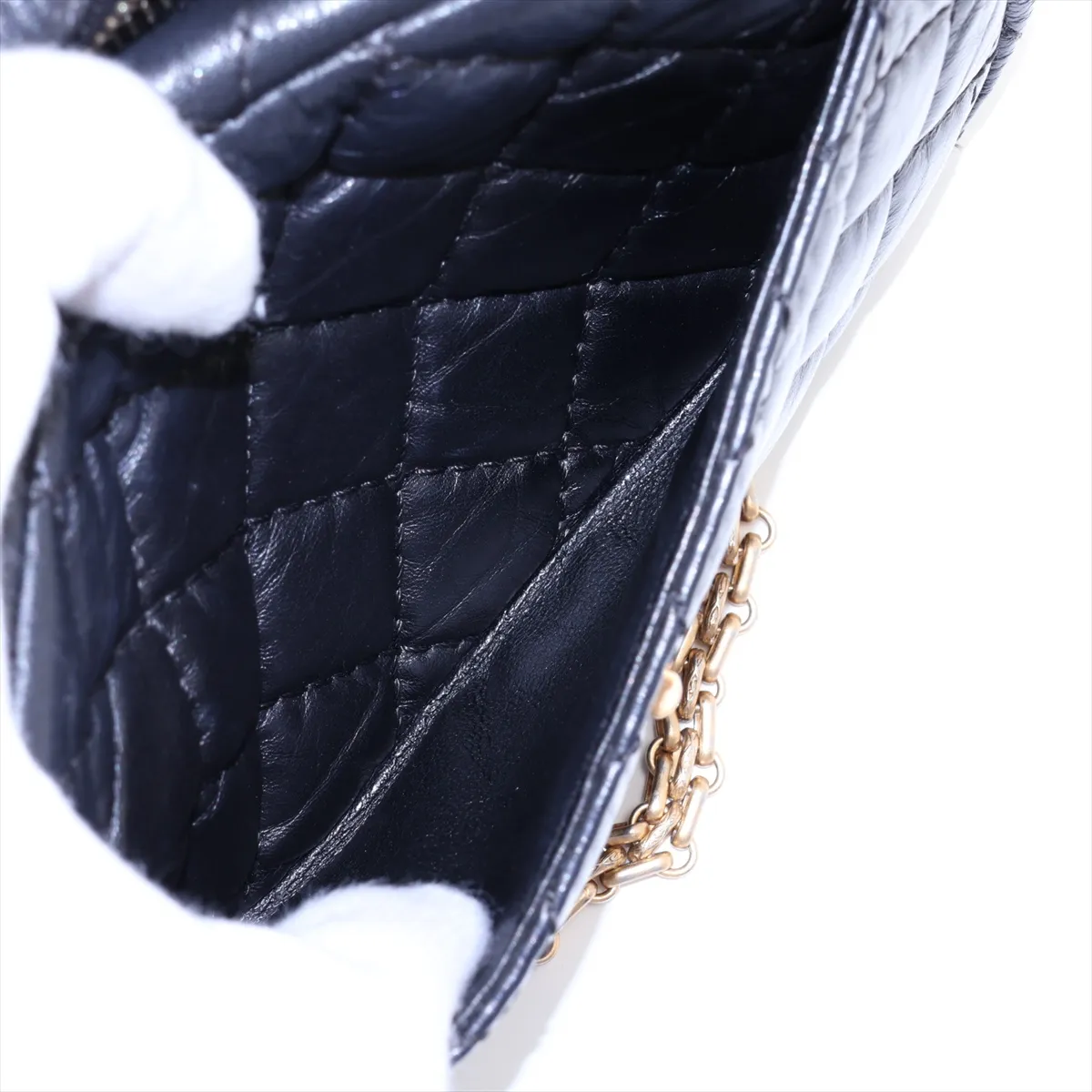 2.55 Vintage Calfskin Chain Shoulder Bag, Black with Gold Hardware, 26683442, serial number in the 26 range. — view 8