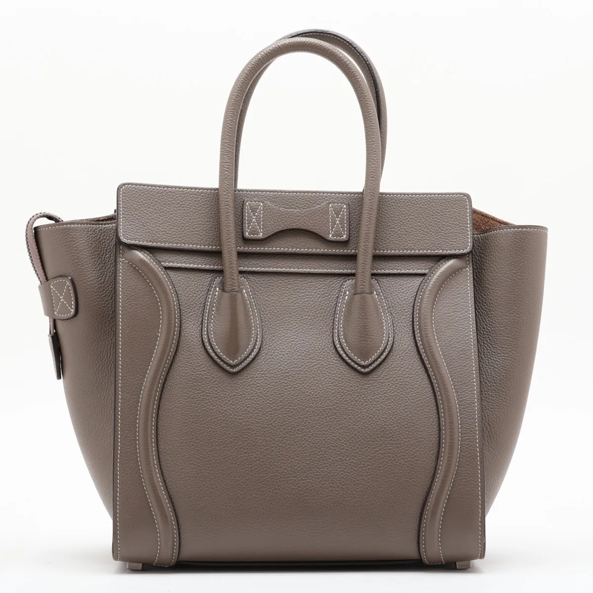 Luggage Micro Shopper Leather Handbag, Brown — view 2