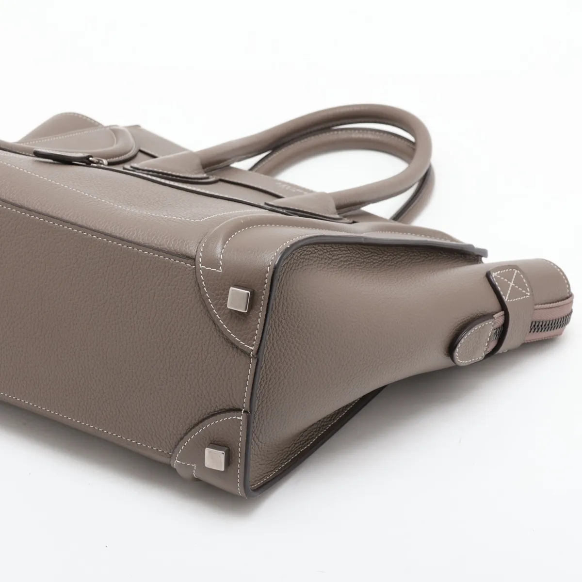 Luggage Micro Shopper Leather Handbag, Brown — view 3