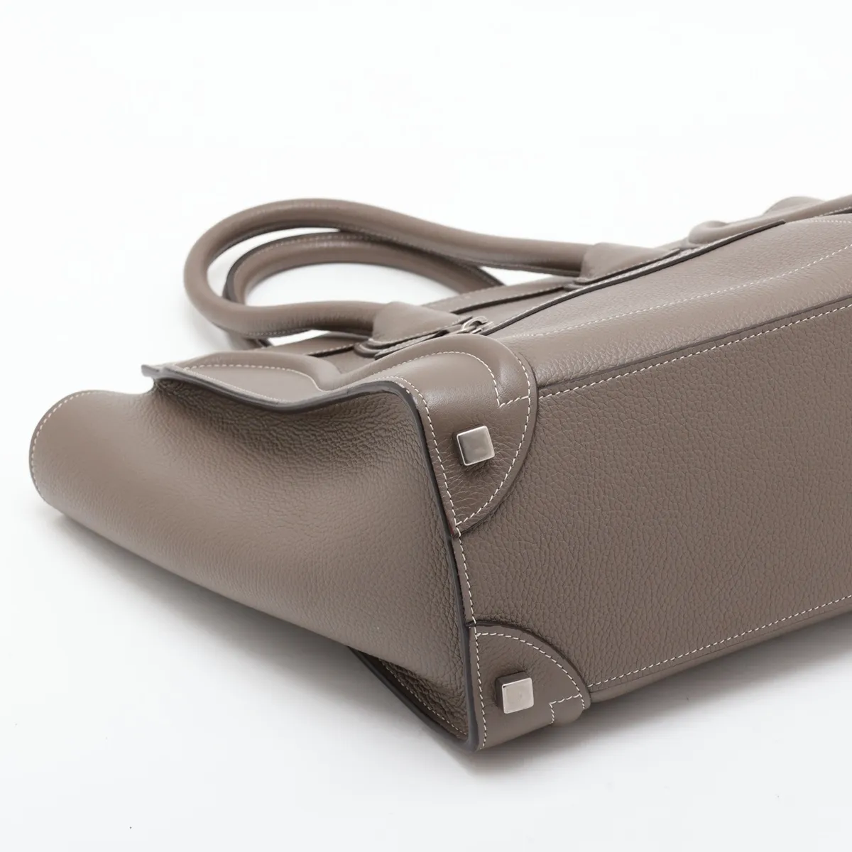 Luggage Micro Shopper Leather Handbag, Brown — view 4