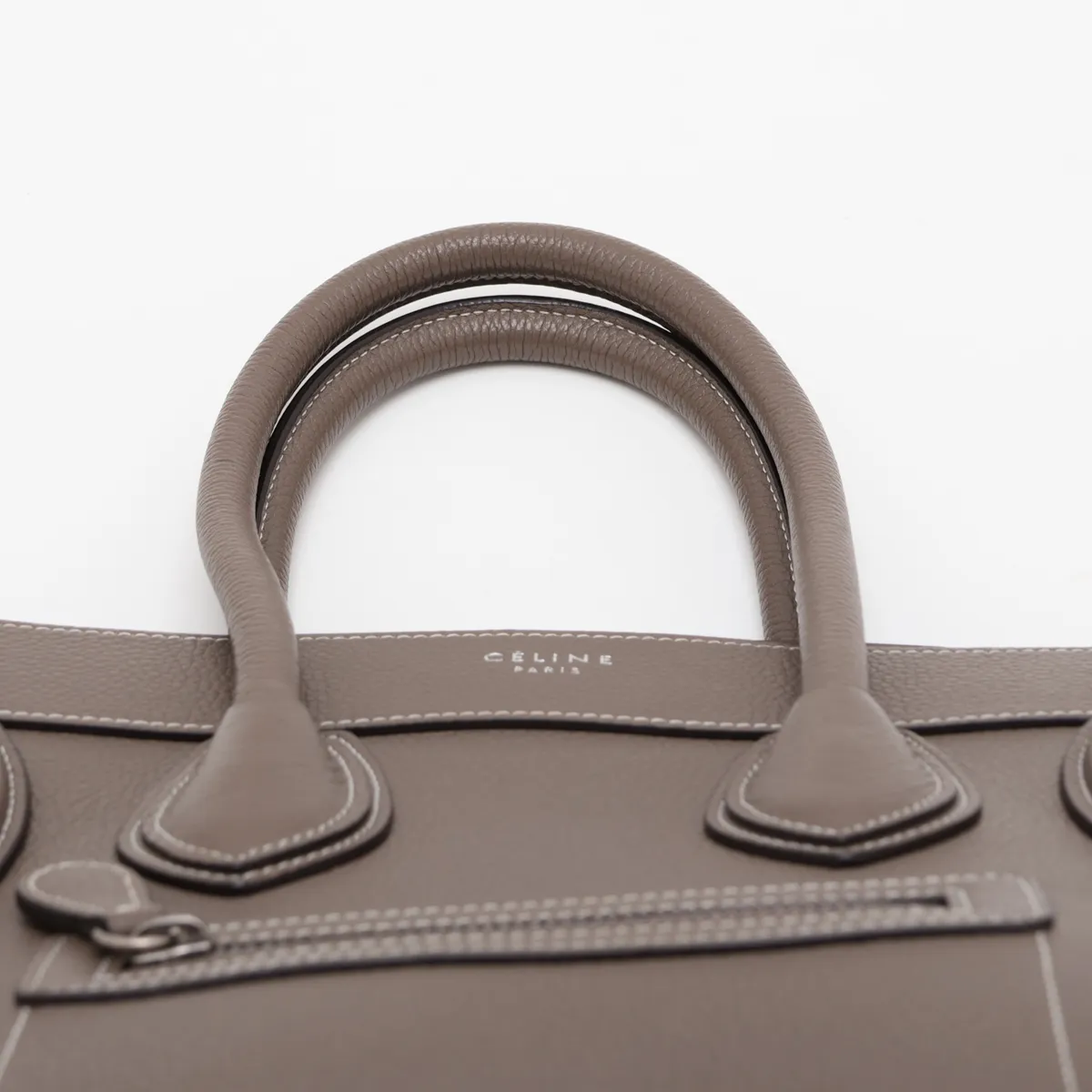Luggage Micro Shopper Leather Handbag, Brown — view 6