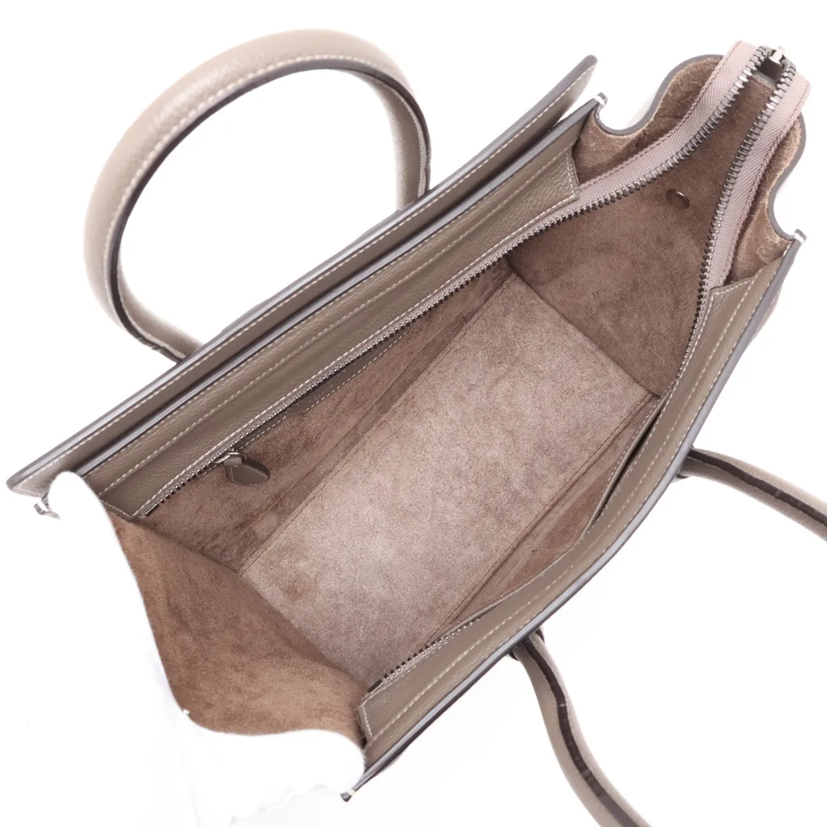 Luggage Micro Shopper Leather Handbag, Brown — view 7