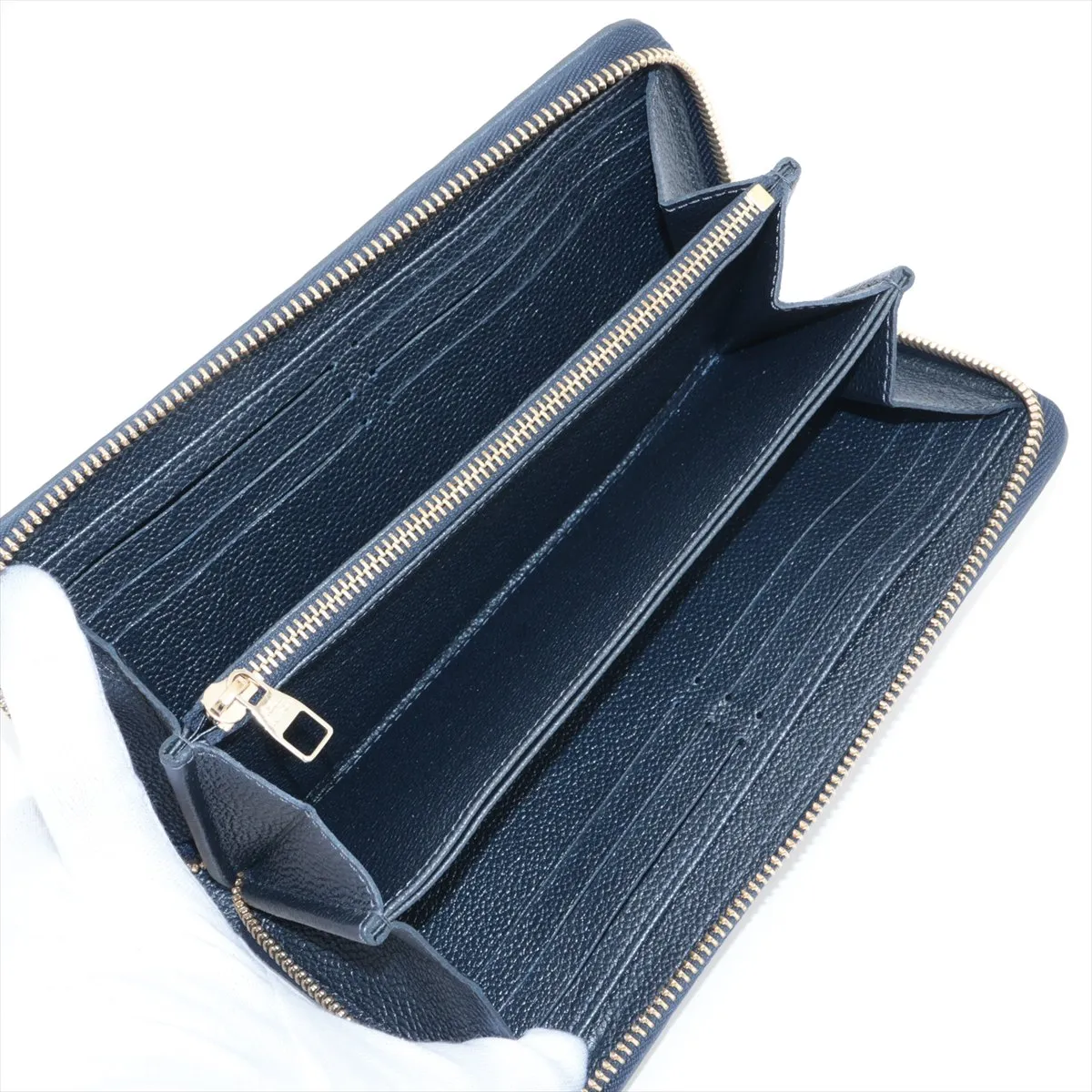 Monogram Empreinte Zippy Wallet M82838 Navy Blue Round Zip Wallet (RFID detected) — view 3