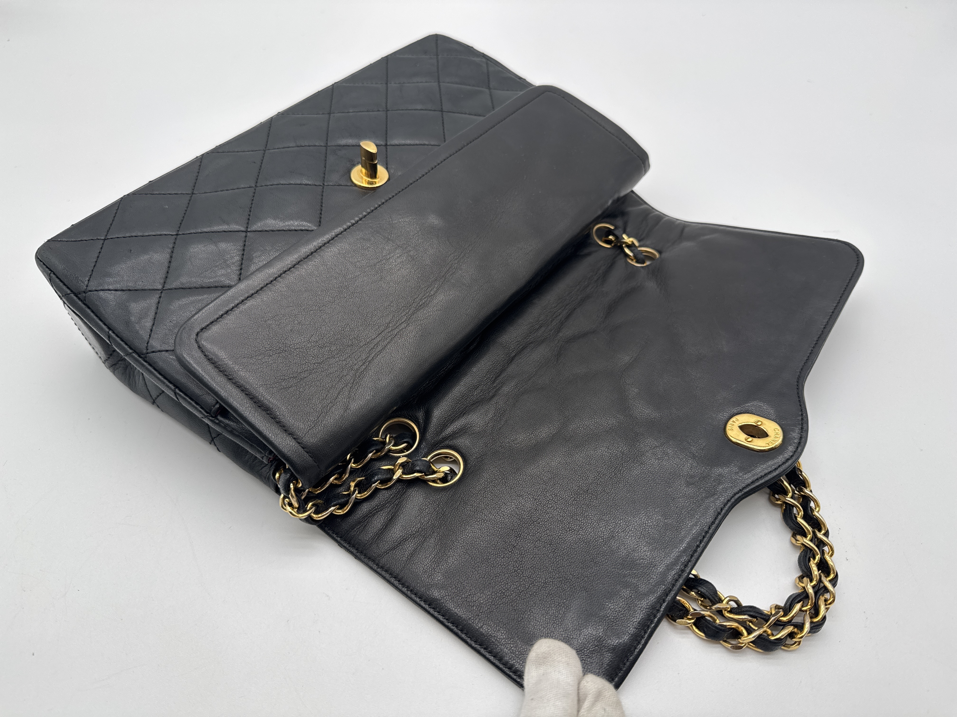Matelassé 27 Paris Limited Edition Double Flap Black Shoulder Bag — view 9