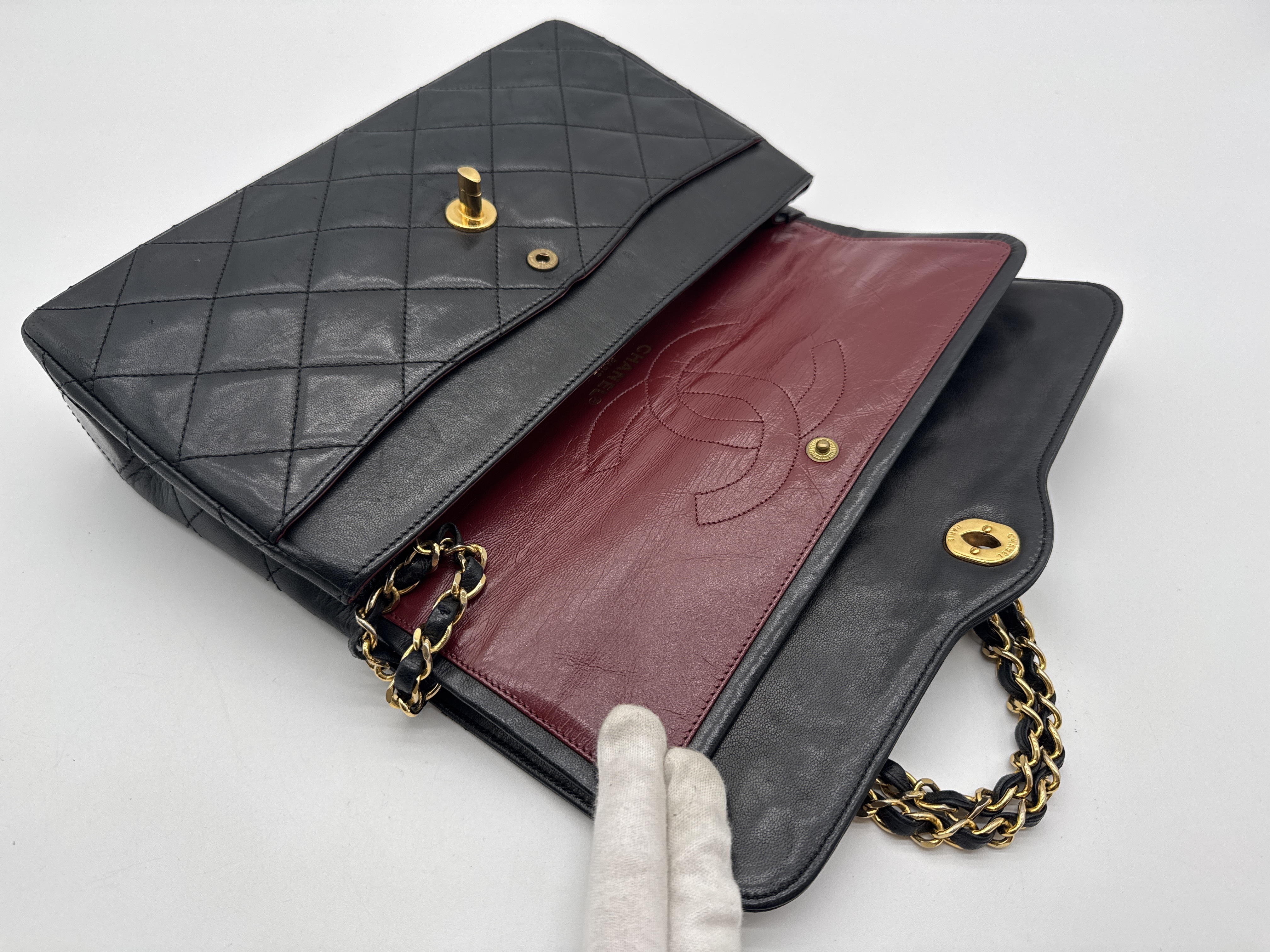 Matelassé 27 Paris Limited Edition Double Flap Black Shoulder Bag — view 10