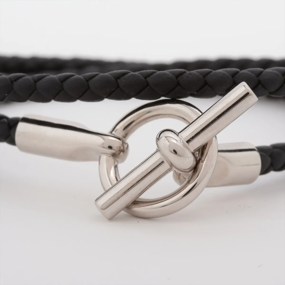 Grennan Double Tour Bracelet Leather Black x Silver — view 2
