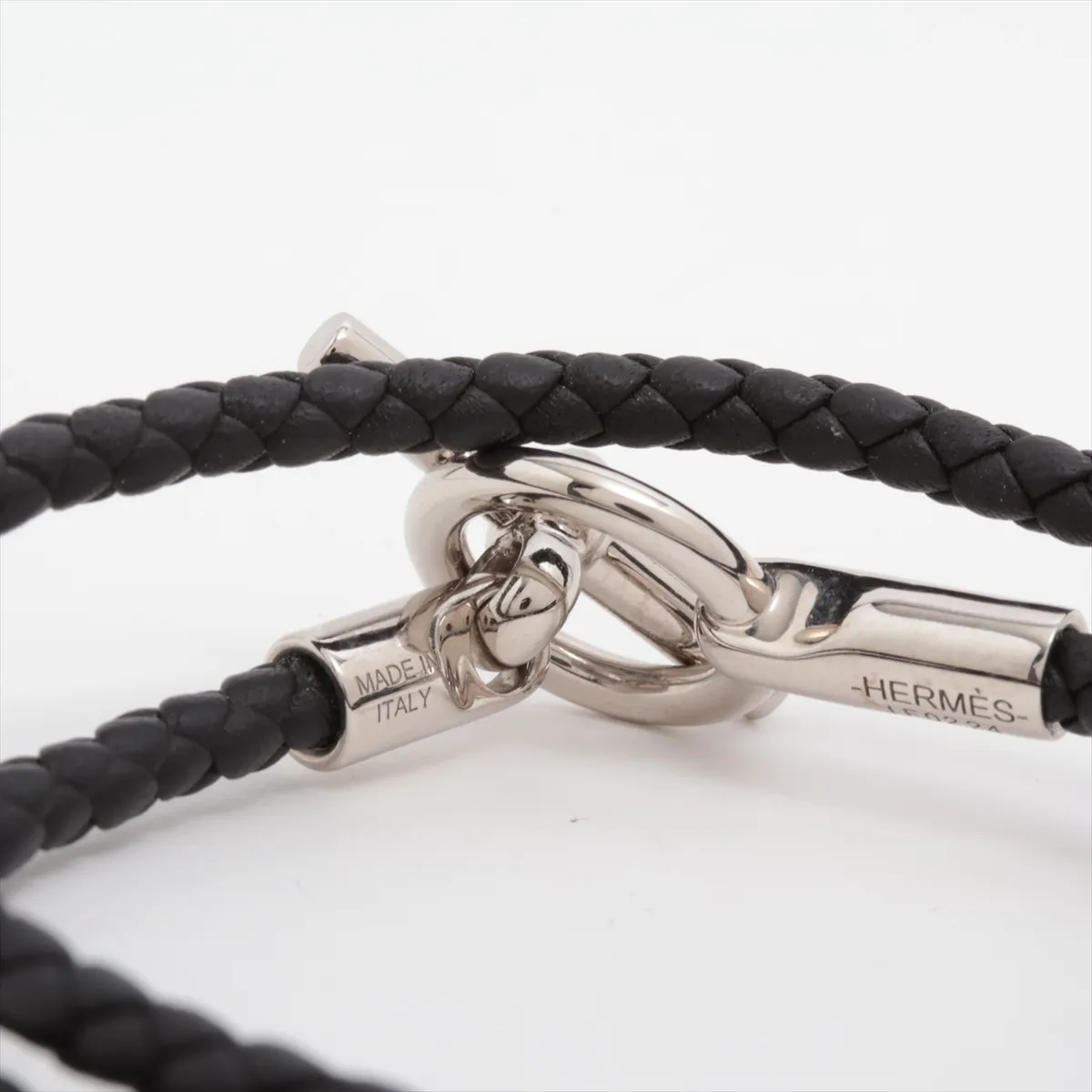 Grennan Double Tour Bracelet Leather Black x Silver — view 3