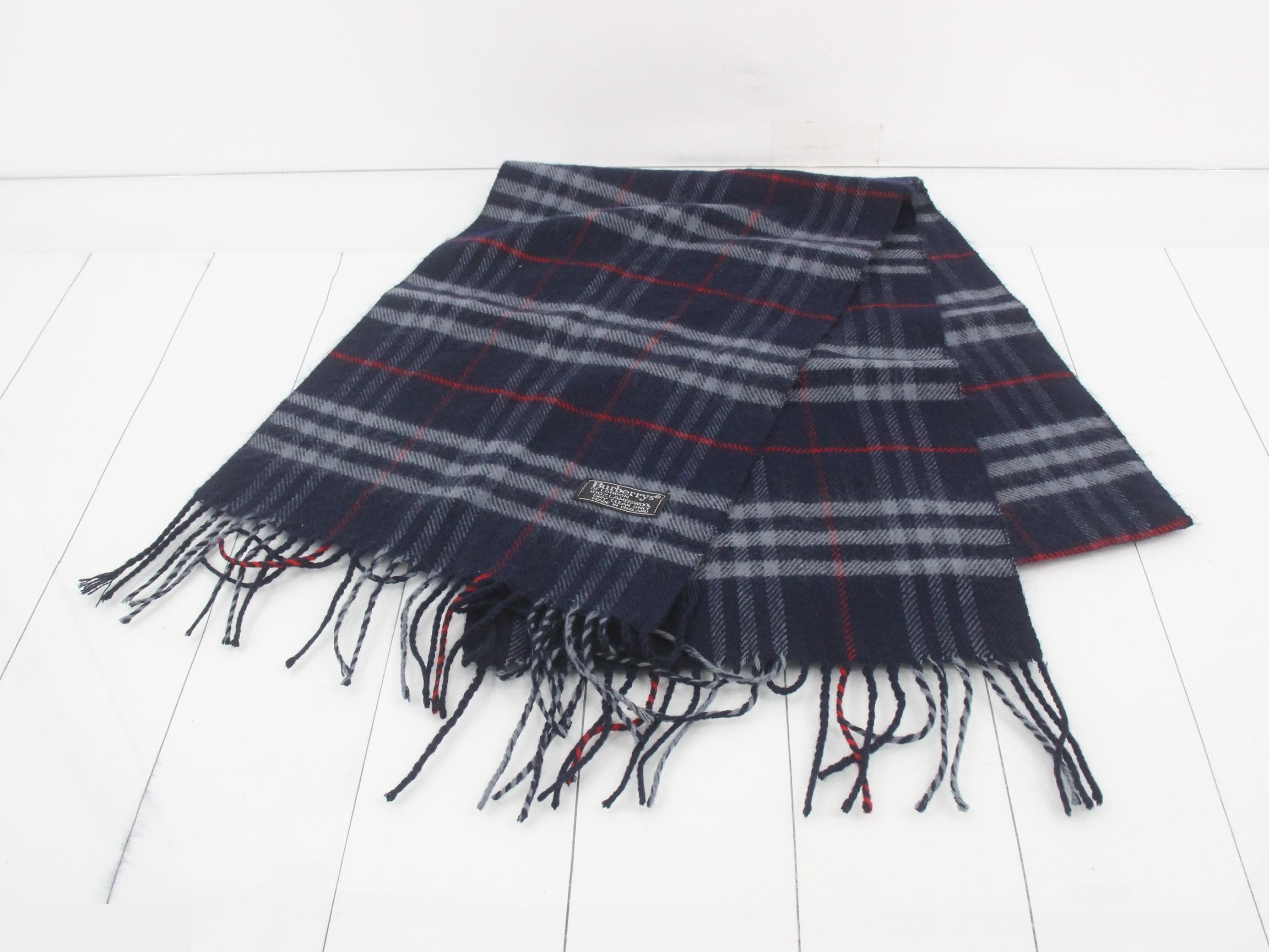 scarf, 100% wool, Nova Check pattern, navy. — view 2