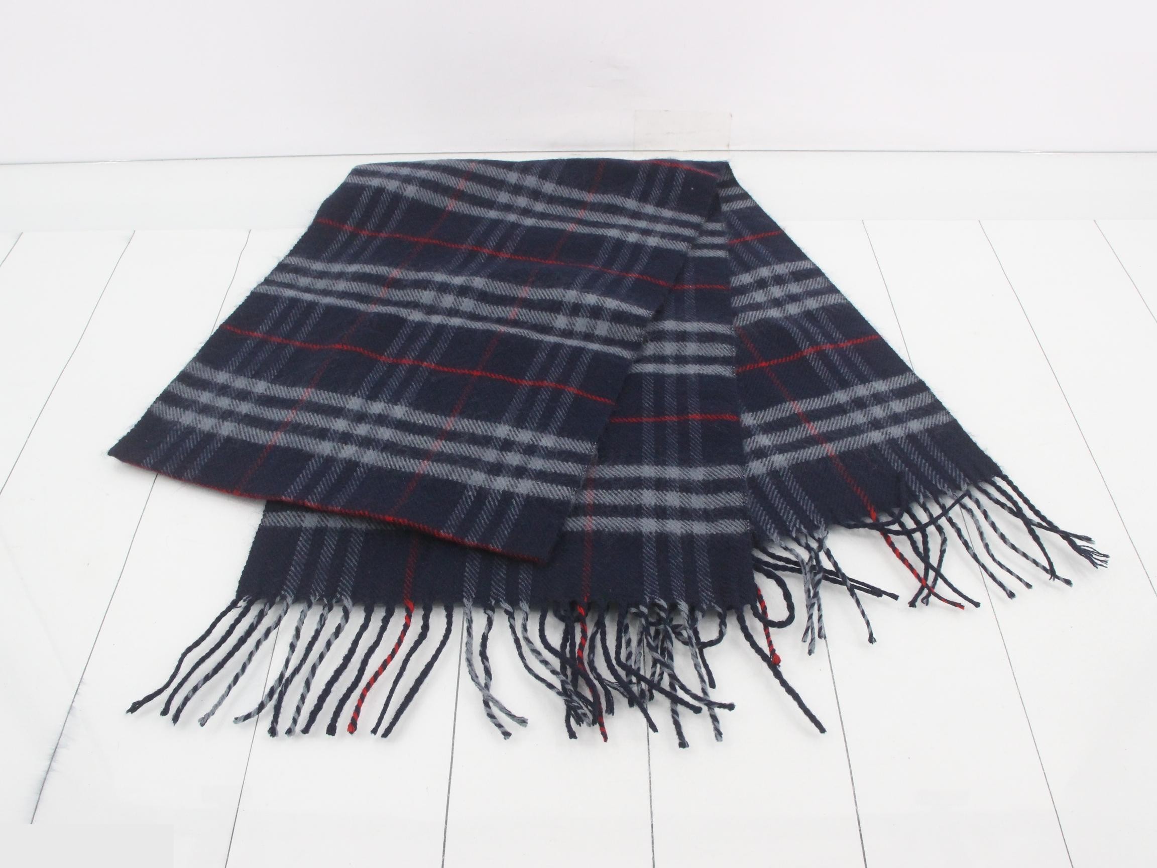scarf, 100% wool, Nova Check pattern, navy. — view 3