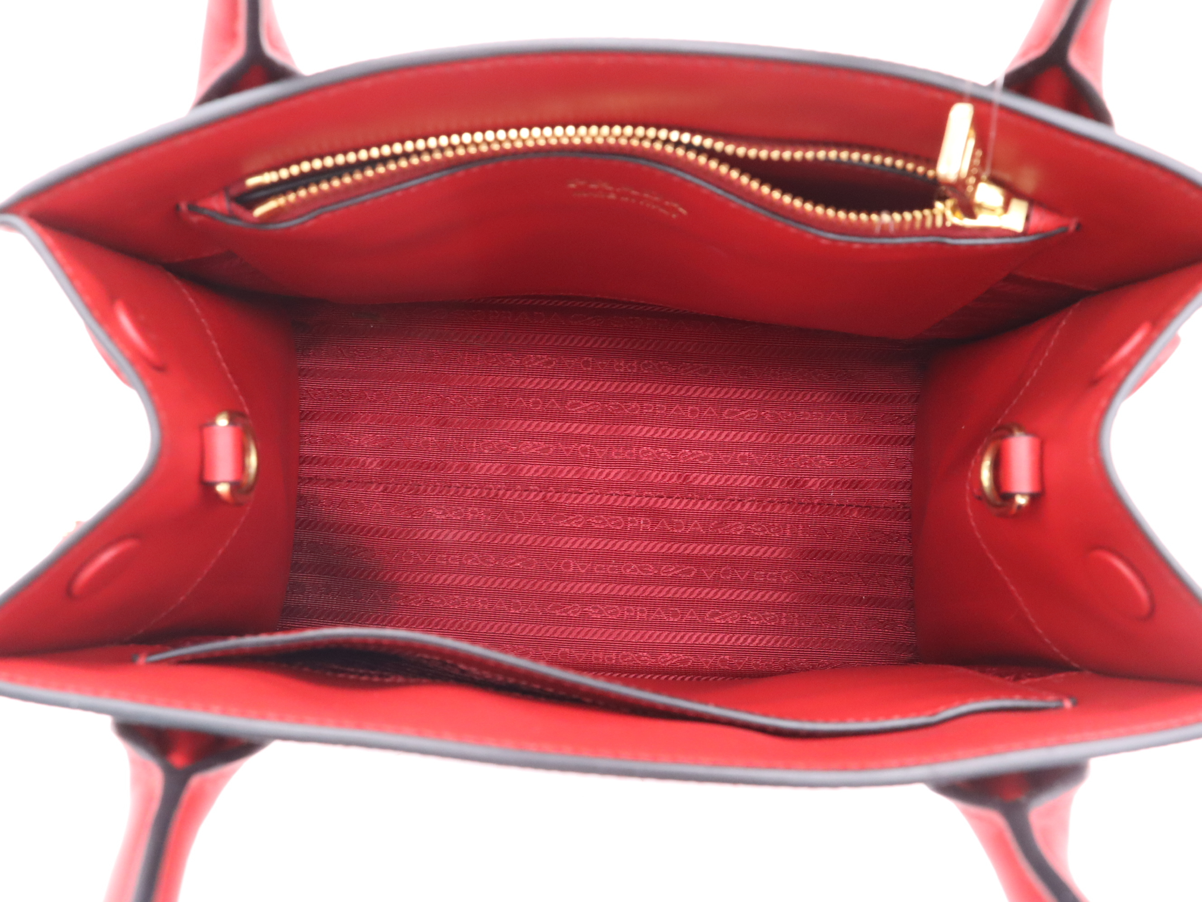 1BA156 Saffiano Leather Galleria Small Red Handbag with Pouch and Mirror — view 11