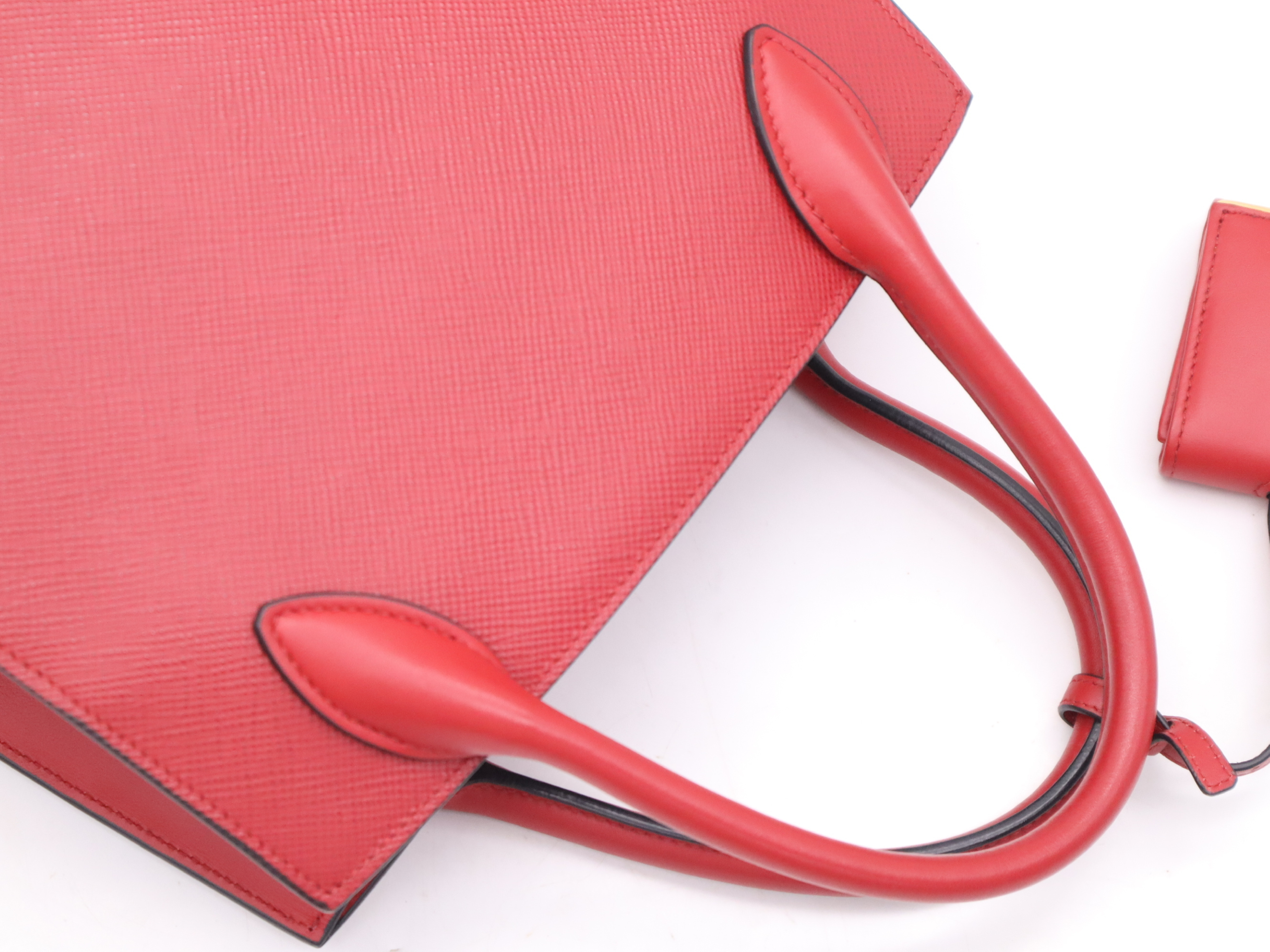 1BA156 Saffiano Leather Galleria Small Red Handbag with Pouch and Mirror — view 6