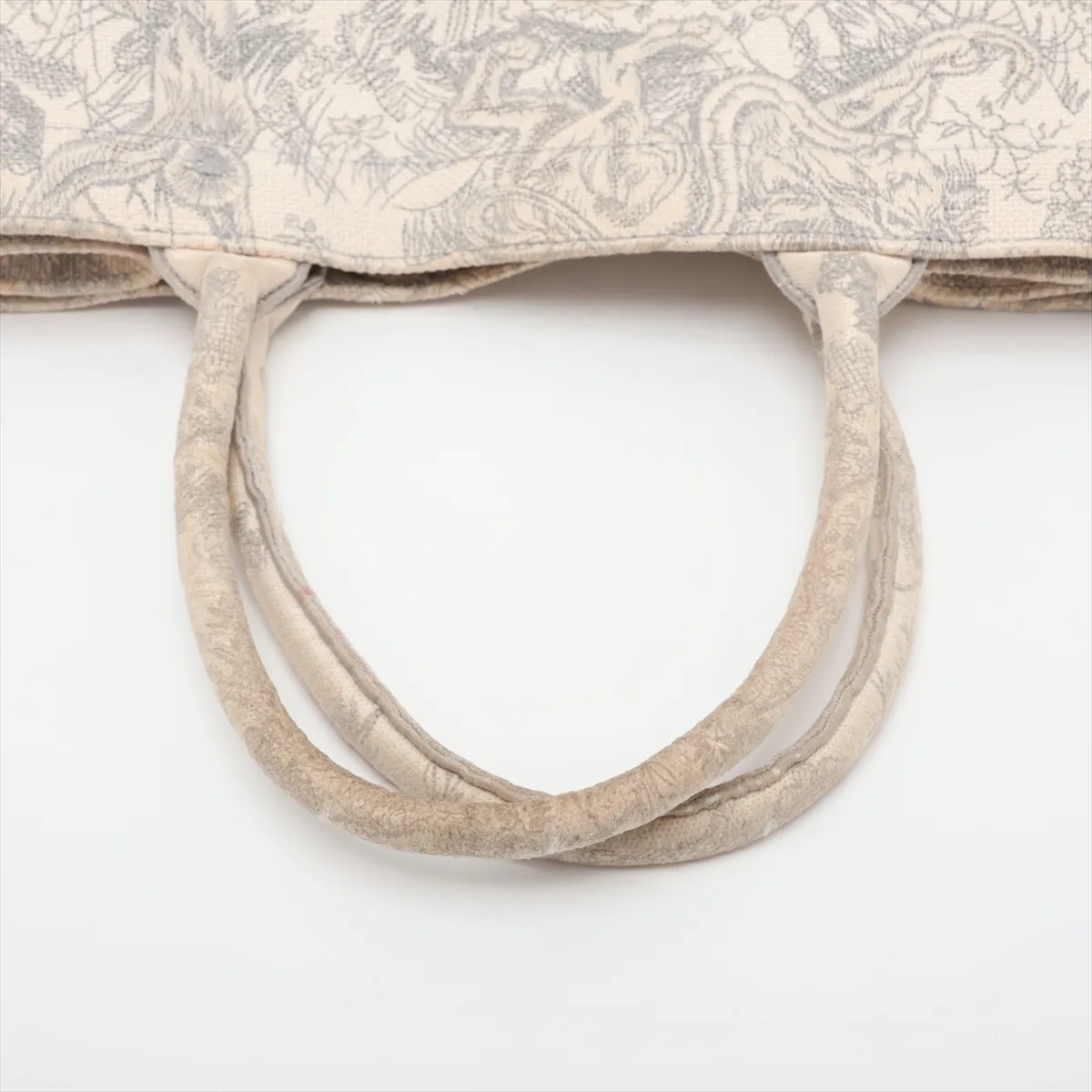 Toile de Jouy Embroidery Book Tote Medium Canvas Tote Bag, Gray — view 5